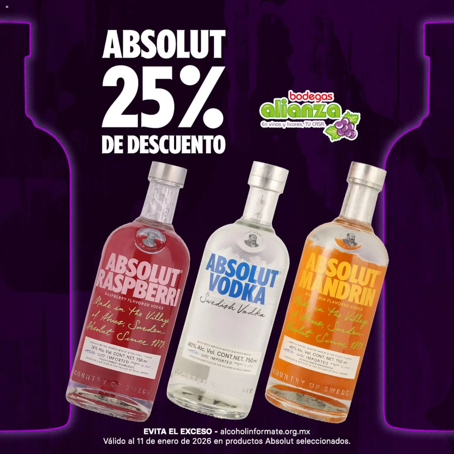 Nuevas ofertas de Bodegas Alianza válidas en toda la República Mexicana desde el 08.01.2026. ¡Encuentra las mejores ofertas en Bodegas Alianza catálogo Vodka Absolut! | Página: 1 | Productos: Vodka