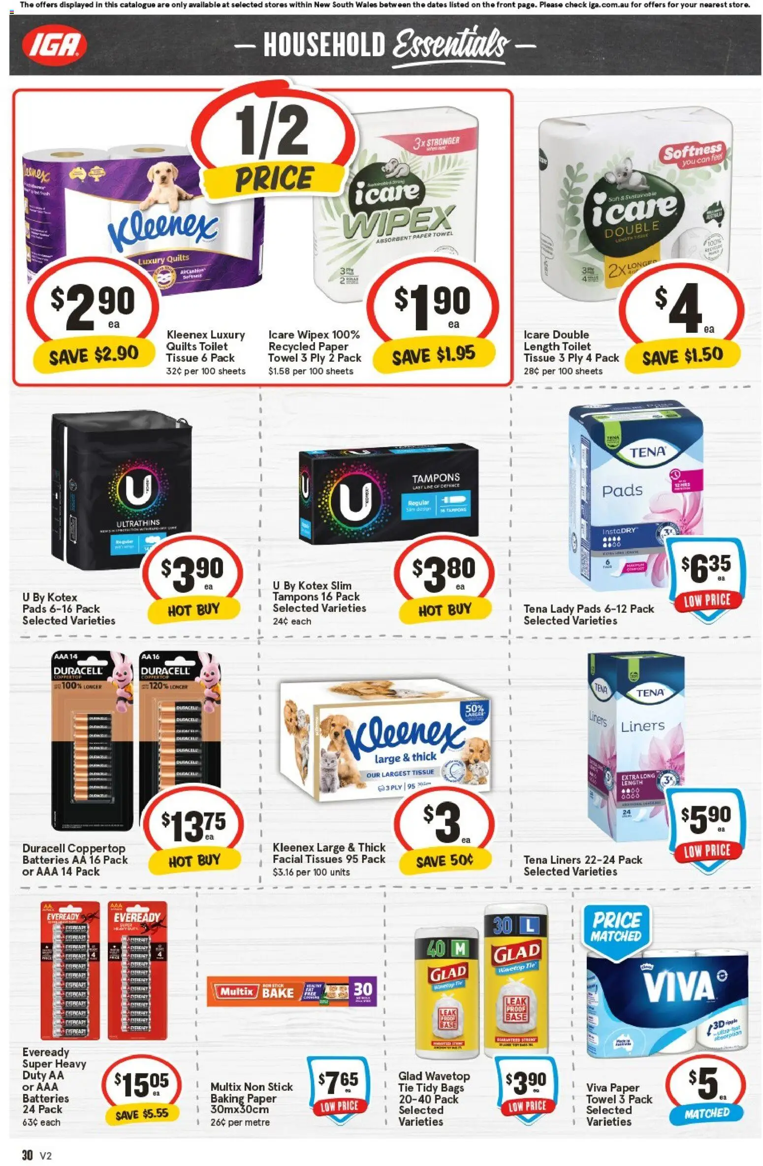 IGA catalogue - valid from 05.11.2025 | Page: 30 | Products: Toilet, Tie, Tampons, Tissues