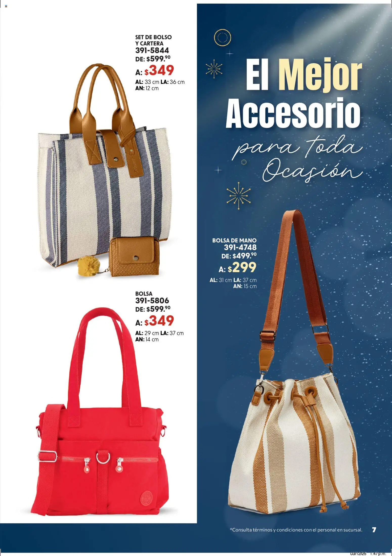 Nuevas ofertas de Andrea válidas en toda la República Mexicana desde el 07.12.2025. ¡Encuentra las mejores ofertas en Andrea catálogo Accesorízate esta Navidad! | Página: 7 | Productos: Bolsa, Bolso