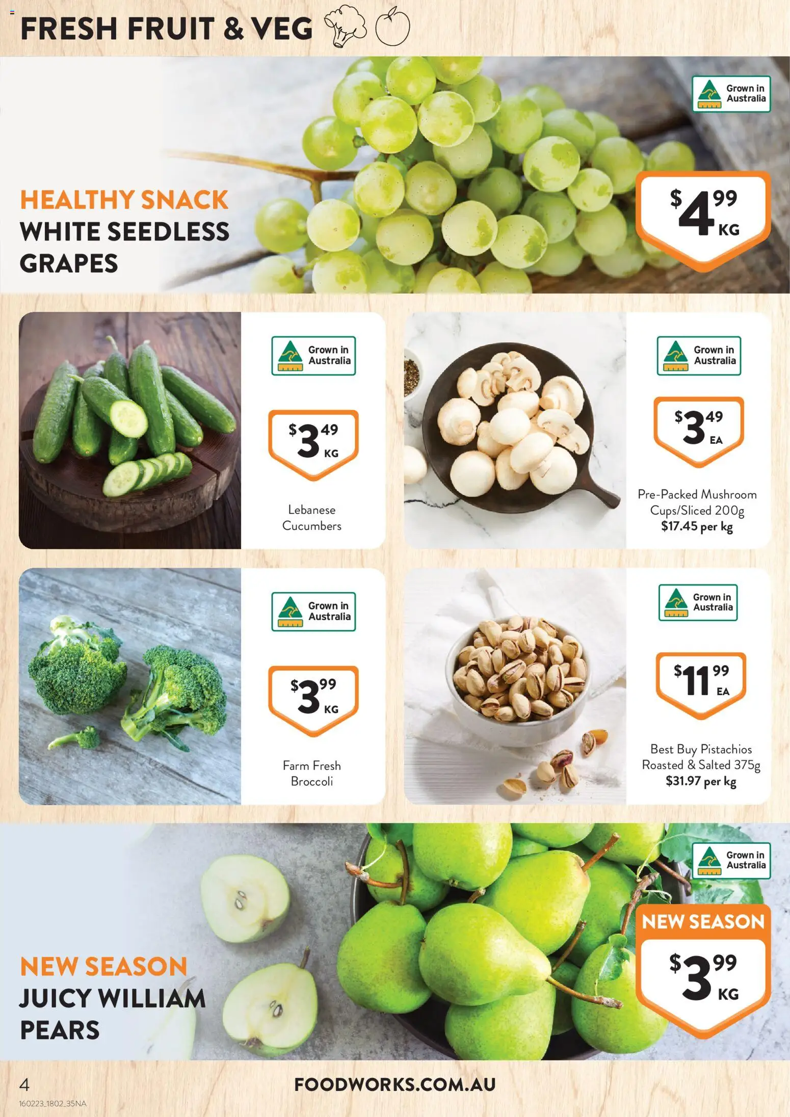 Foodworks catalogue - valid from 18.02.2026 | Page: 4 | Products: Cucumbers, Grapes