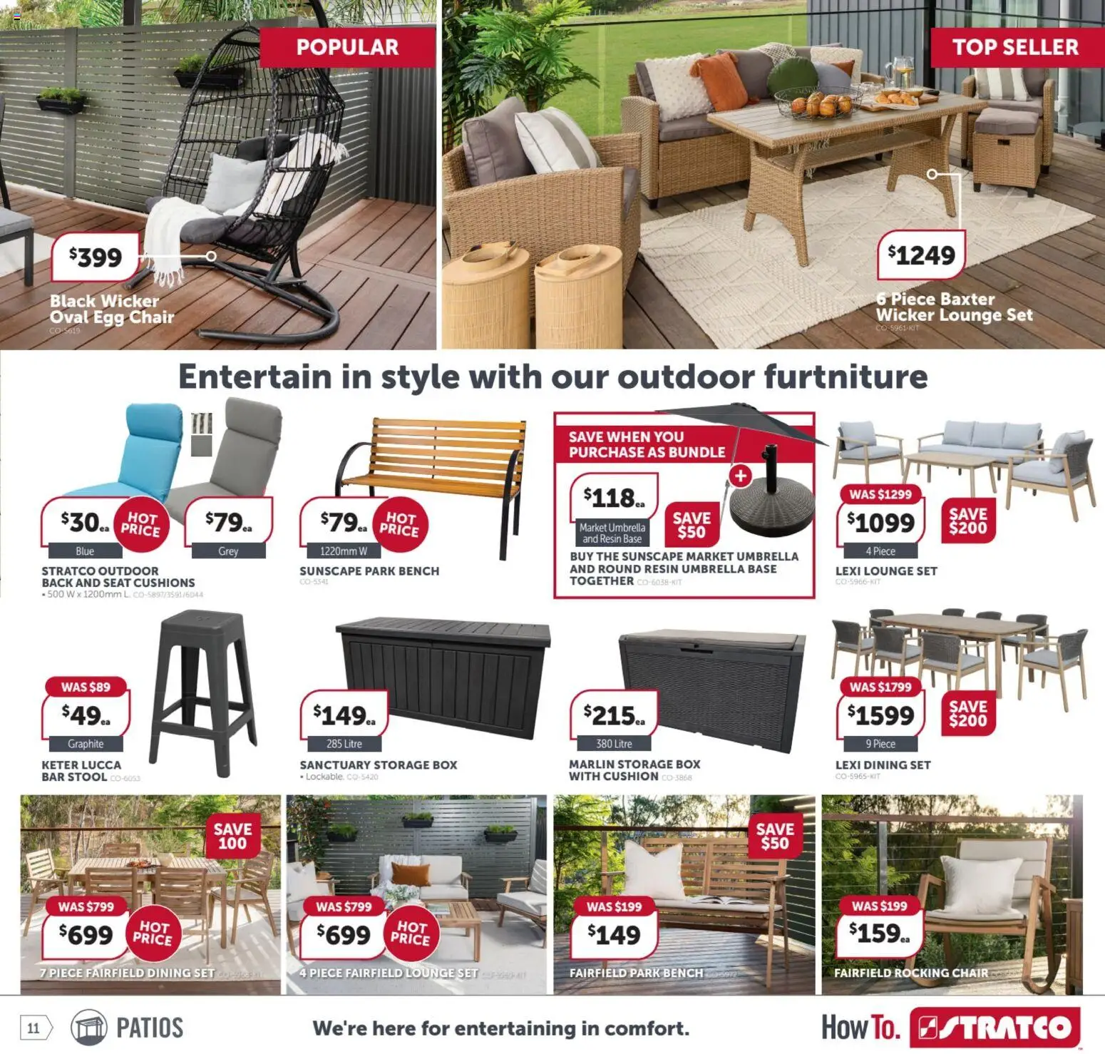 Stratco catalogue - valid from 17.04.2026 | Page: 11 | Products: Chair, Box, Stool, Umbrella