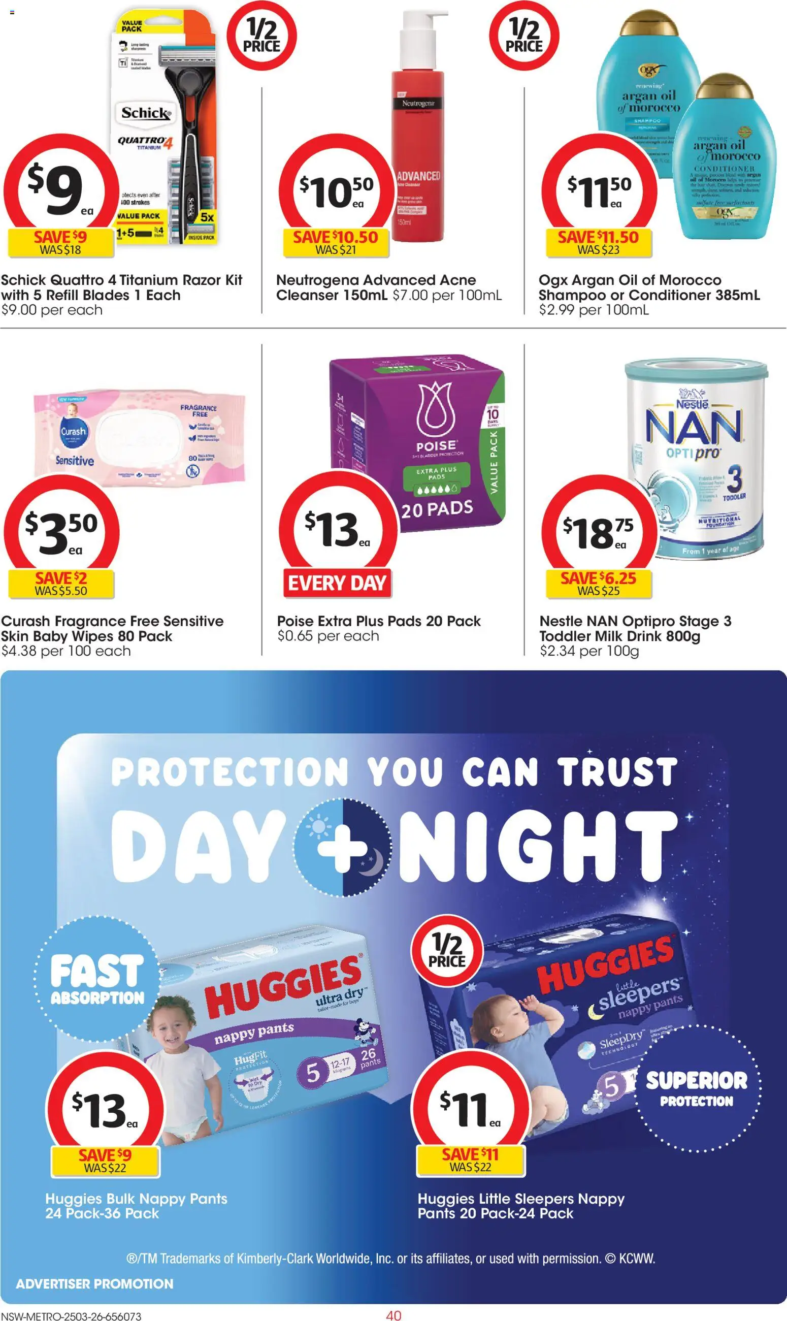 Coles catalogue - valid from 25.03.2026 | Page: 40 | Products: Shampoo, Conditioner, Oil, Foundation