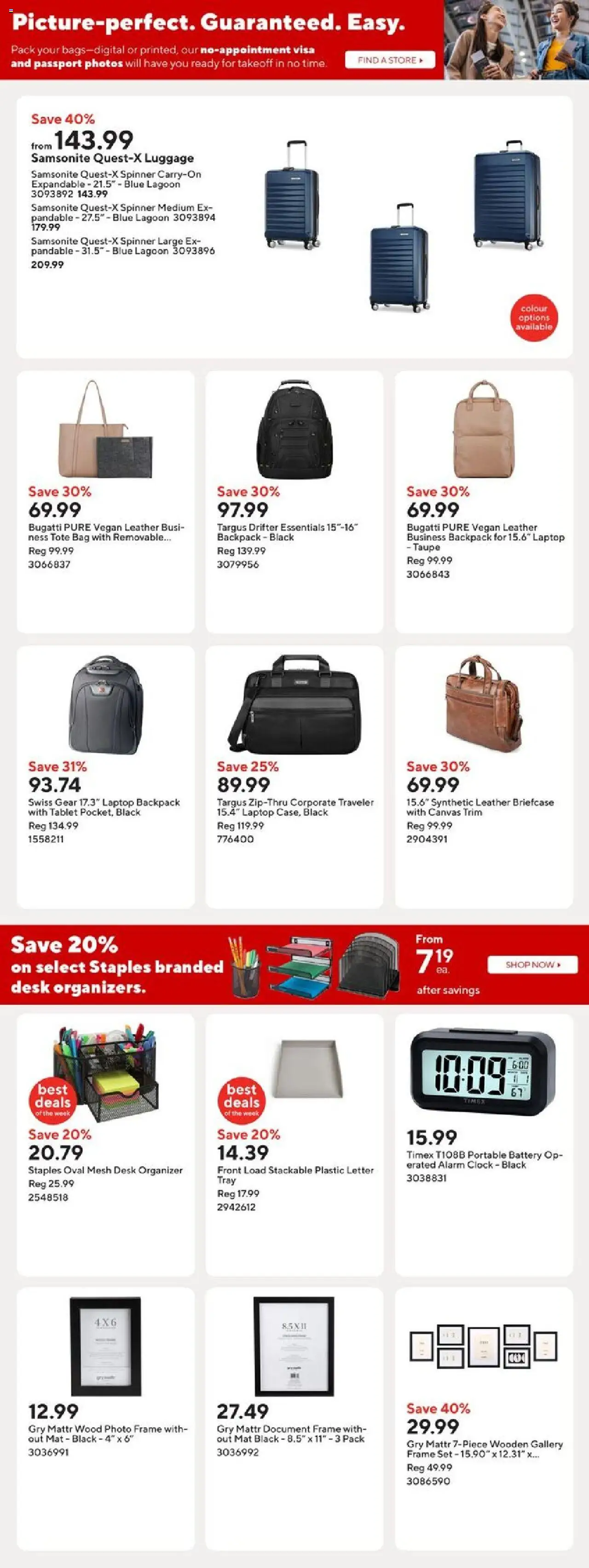 Staples flyer valid from 12.09.2025 | Page: 11 | Products: Backpack, Tablet, Alarm clock, Battery