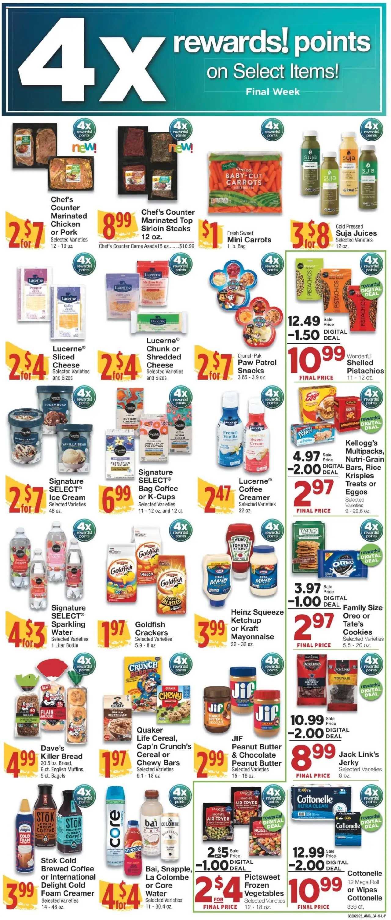 United Supermarkets Ad - valid from 19.08.2025 | Page: 3 | Products: Butter, Cheese, Vegetables, Bag