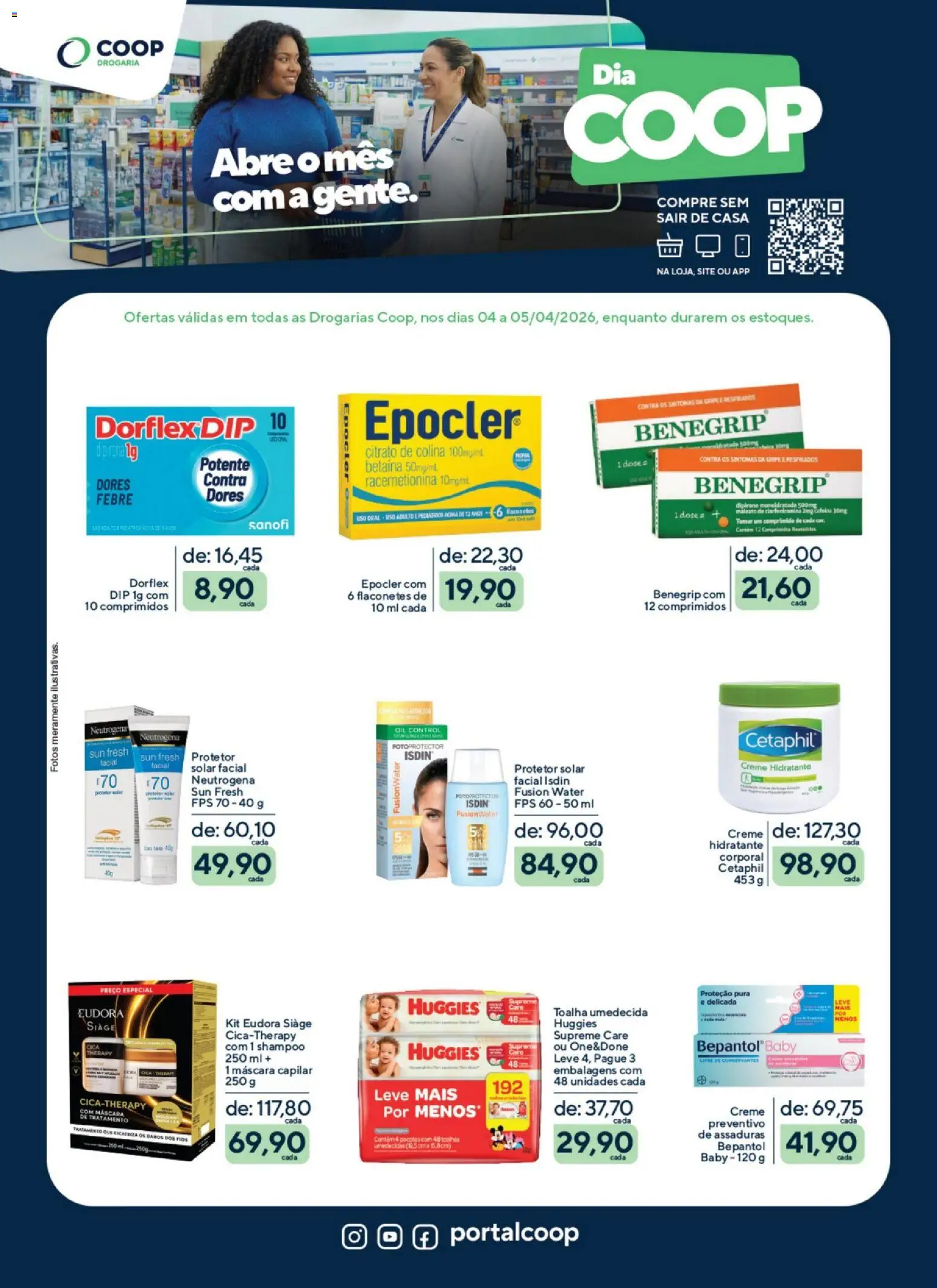 Coop Folheto - válido de 04.04.2026 | Página: 1 | Produtos: Shampoo, Protetor solar, Creme, Toalha umedecida