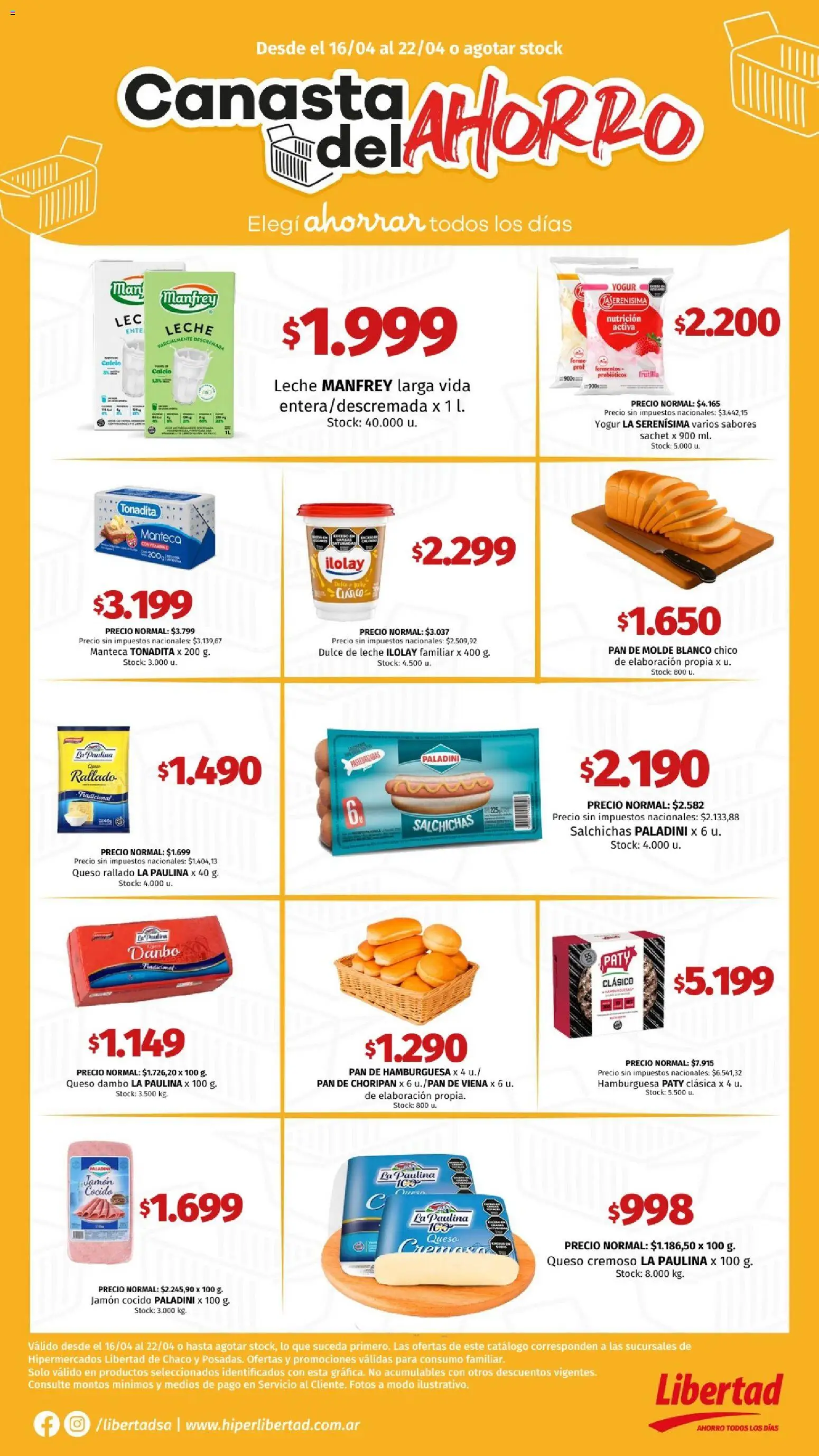 Hipermercado Libertad - CANASTA │ válido desde el 16.04.2026 | Página: 4 | Productos: Molde, Dulce de leche, Manteca, Yogur