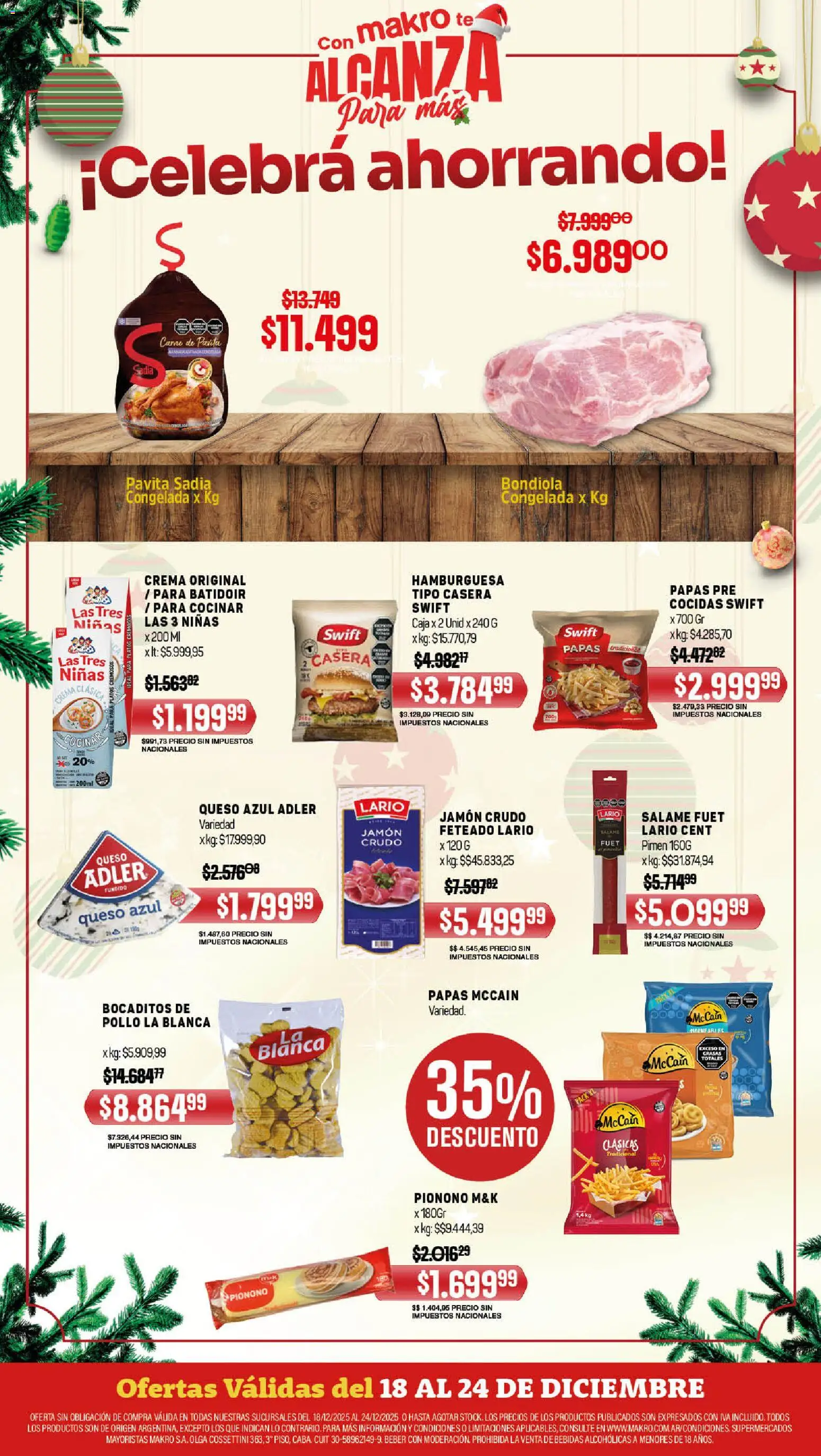 Makro ofertas │ válido desde el 18.12.2025 | Página: 1 | Productos: Pollo, Caja, Queso, Pionono