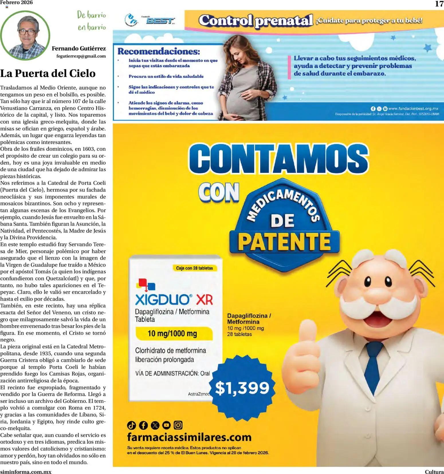 Nuevas ofertas de Farmacias Similares válidas en toda la República Mexicana desde el 01.02.2026. ¡Encuentra las mejores ofertas en Farmacias Similares catálogo! | Página: 17 | Productos: Torno, Té, Caja, Tableta