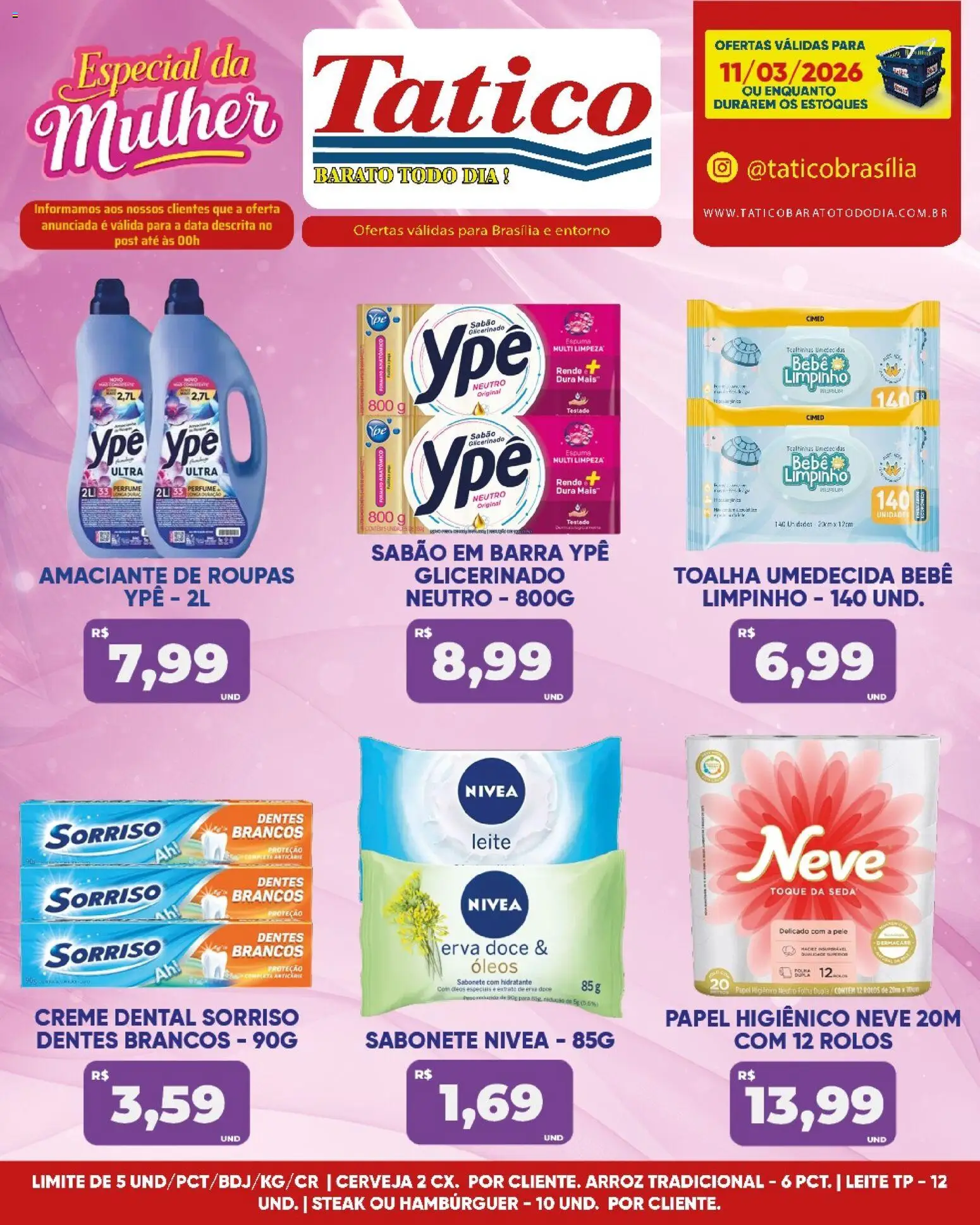 Tatico Folheto - válido de 11.03.2026 | Página: 13 | Produtos: Leite, Roupas, Papel higiênico, Amaciante