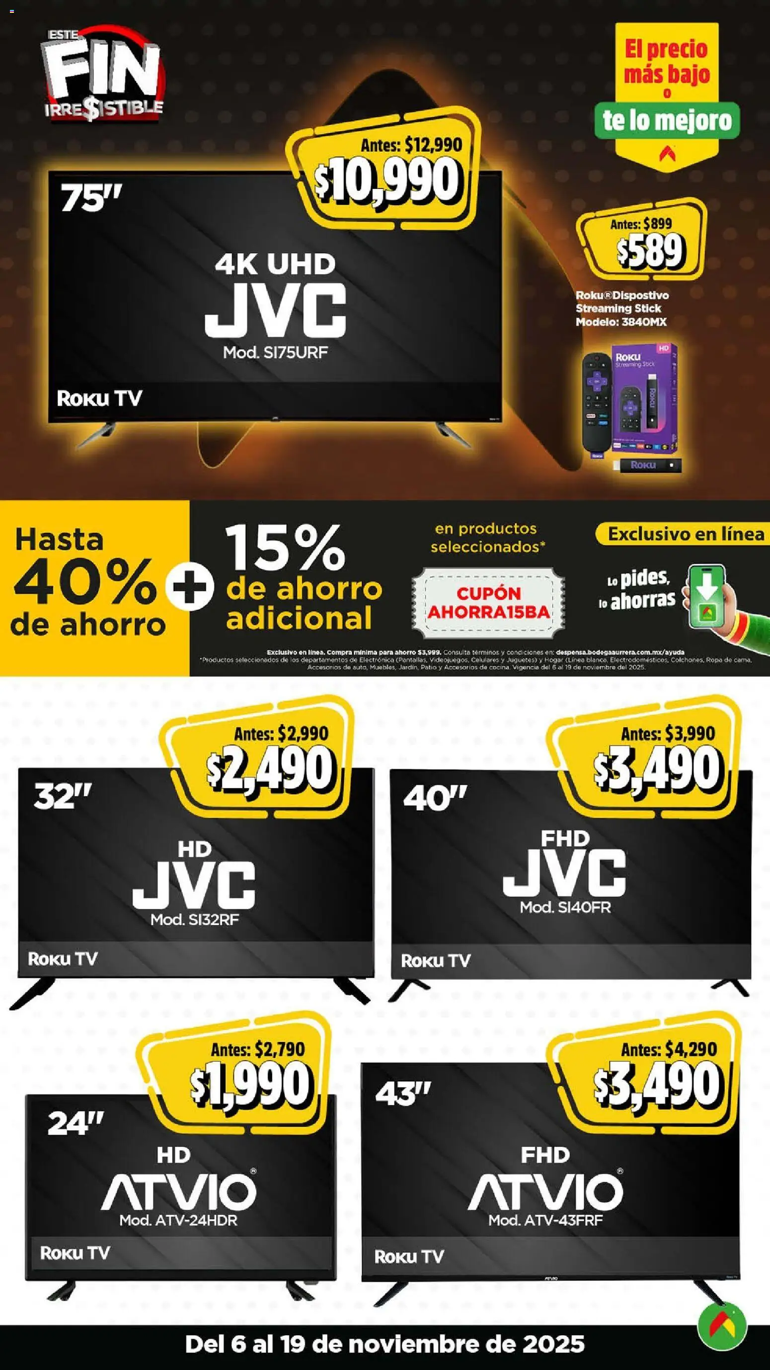 Nuevas ofertas de Bodega Aurrerá válidas en toda la República Mexicana desde el 06.11.2025. ¡Encuentra las mejores ofertas en Bodega Aurrerá Buen Fin ! | Página: 6 | Productos: Cocina, Ropa, Té