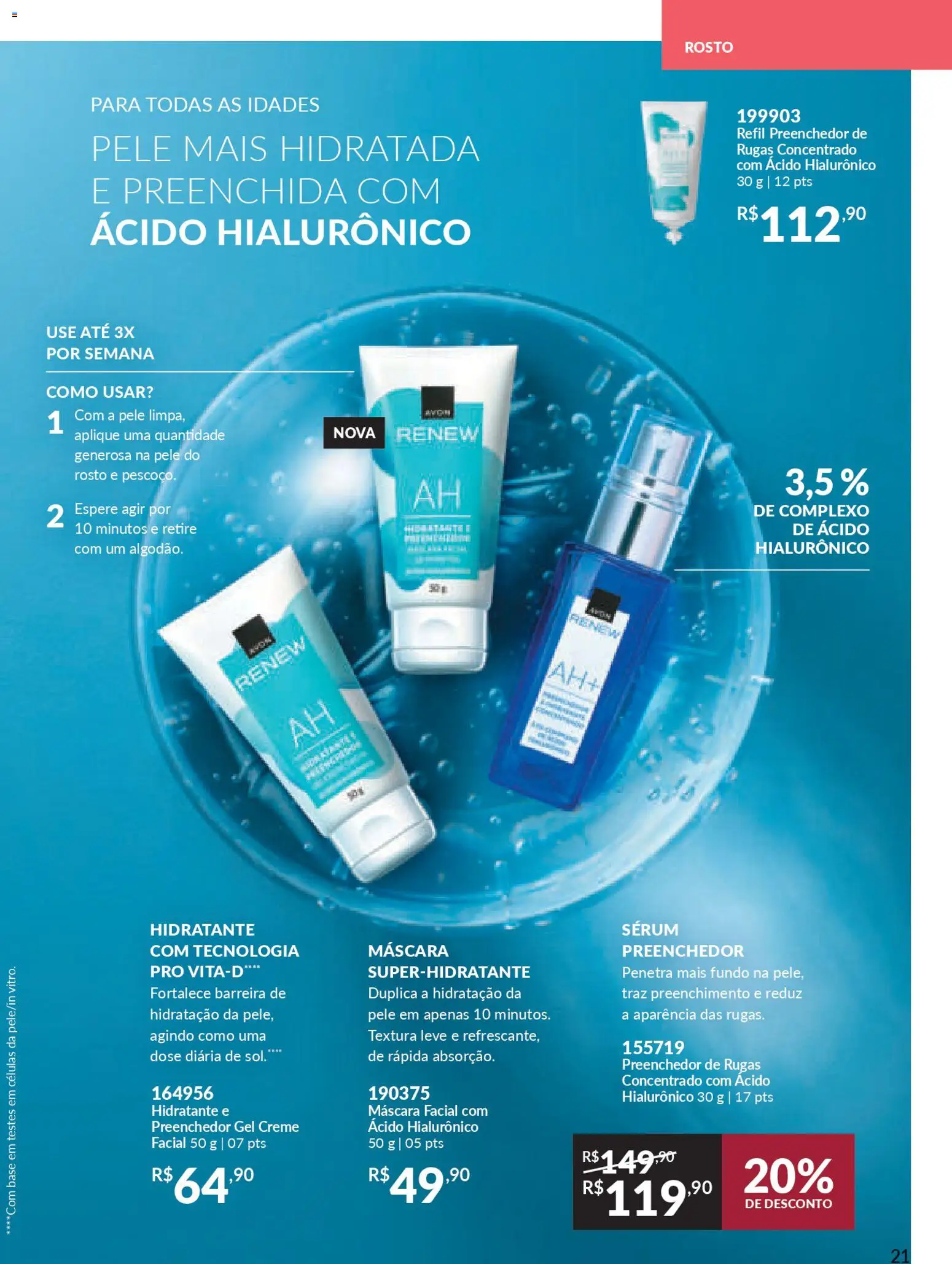 Avon Folheto - válido de 19.12.2025 | Página: 21 | Produtos: Máscara facial, Base, Sérum, Creme