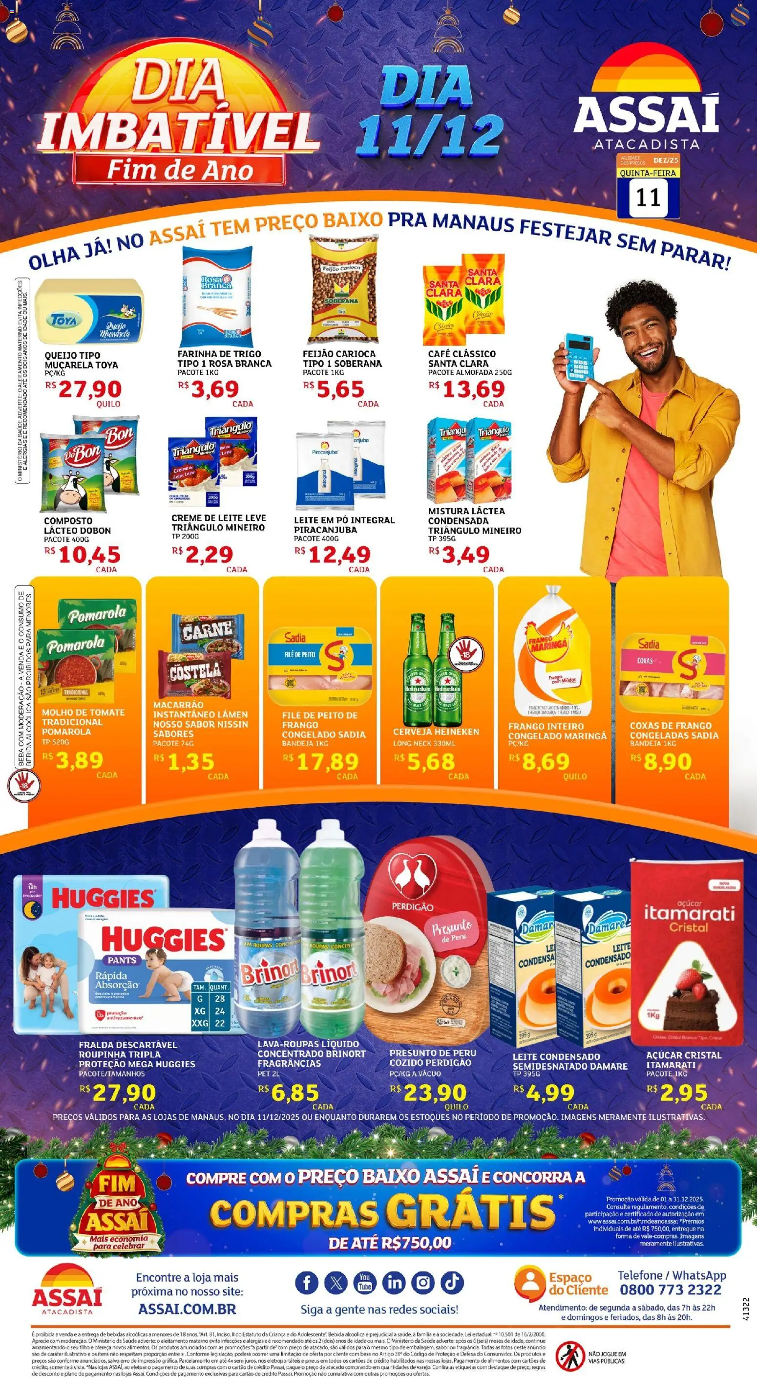 Assaí Atacadista Folheto - válido de 11.12.2025 | Página: 1 | Produtos: Heineken, Baixo, Telefone, Leite em pó