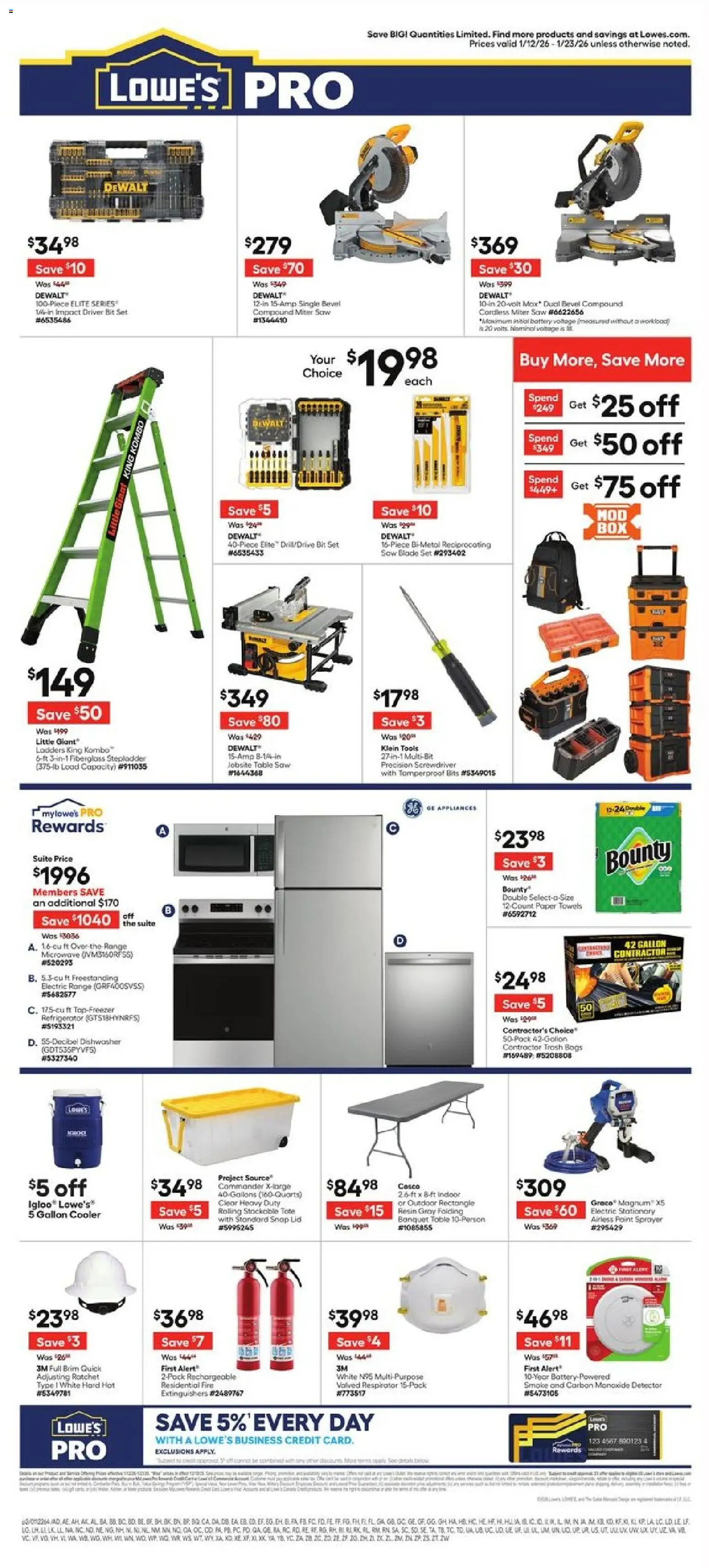 Lowe's Ad - valid from 12.01.2026 | Page: 2 | Products: Saw, Table, Table Saw, Microwave