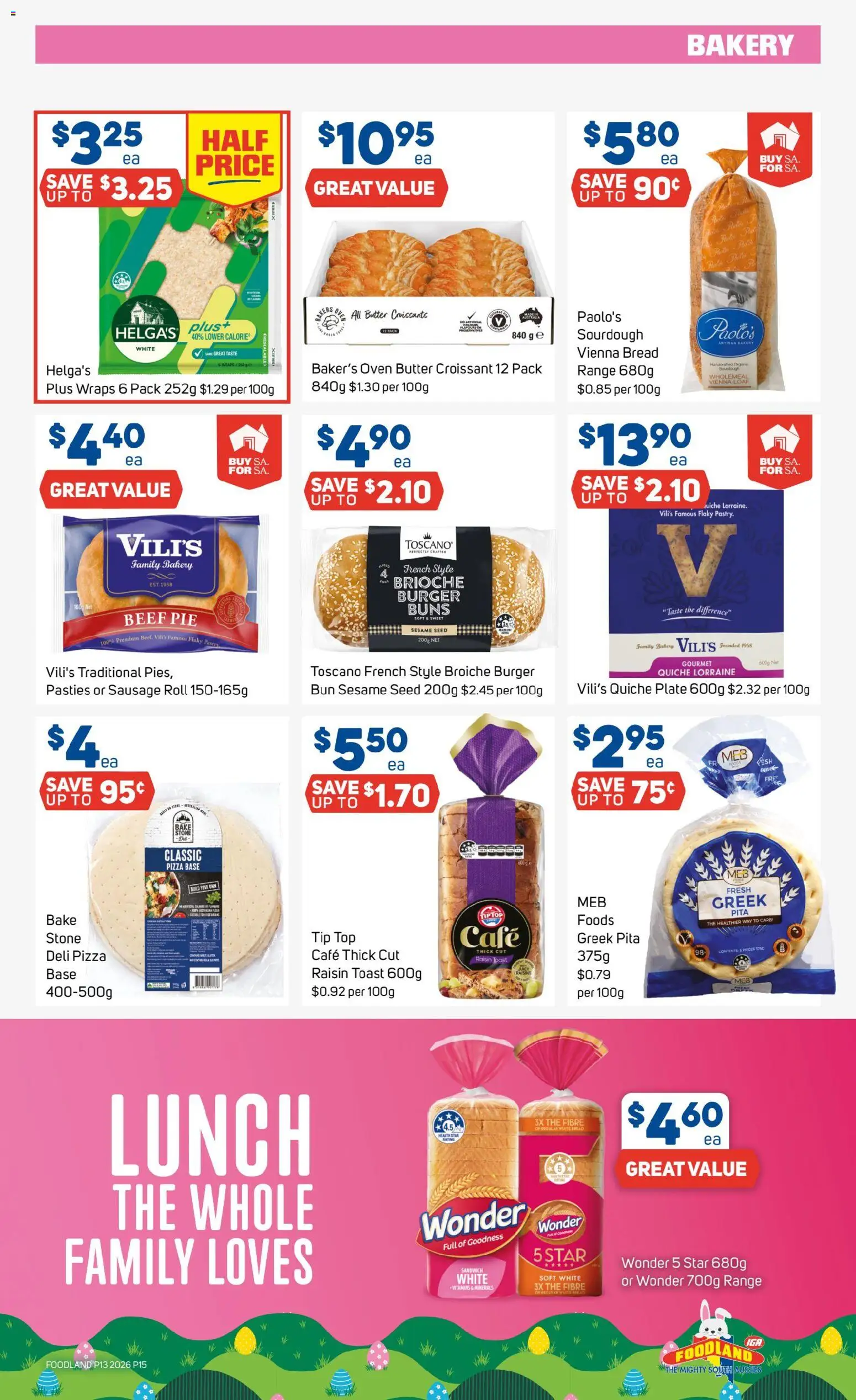 Foodland catalogue - valid from 25.03.2026 | Page: 15 | Products: Butter, Bread, Pizza, Pastry