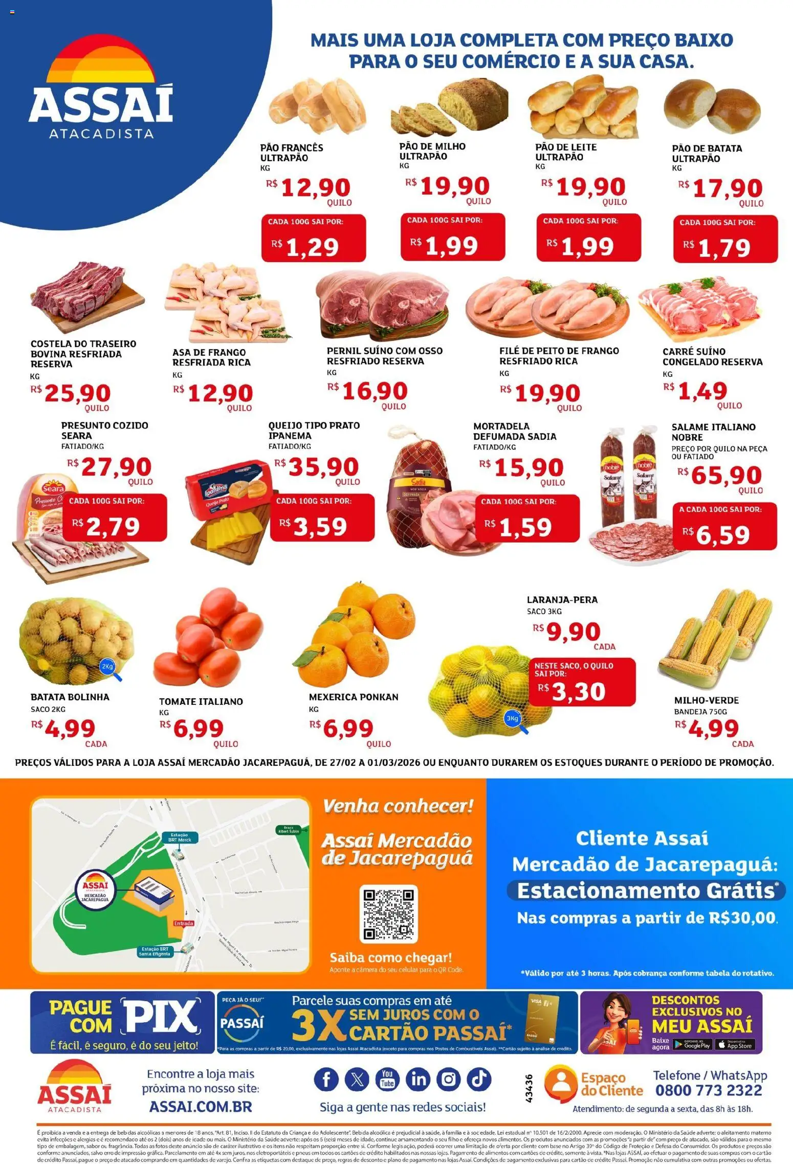 Assaí Atacadista Folheto - válido de 27.02.2026 | Página: 2 | Produtos: Pernil, Base, Batata, Pão francês