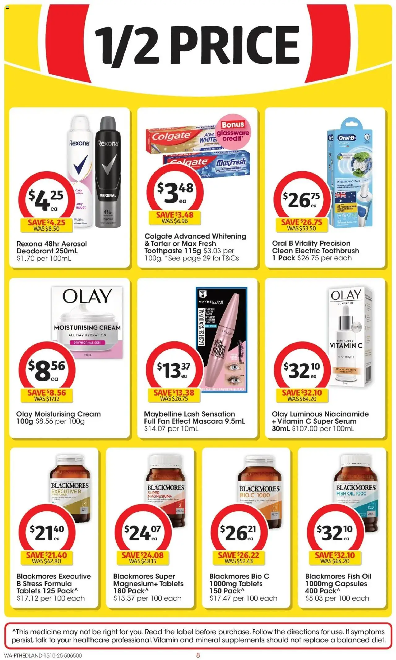 Coles catalogue - valid from 15.10.2025 | Page: 8 | Products: Mascara, Fish oil, Fan, Tablets