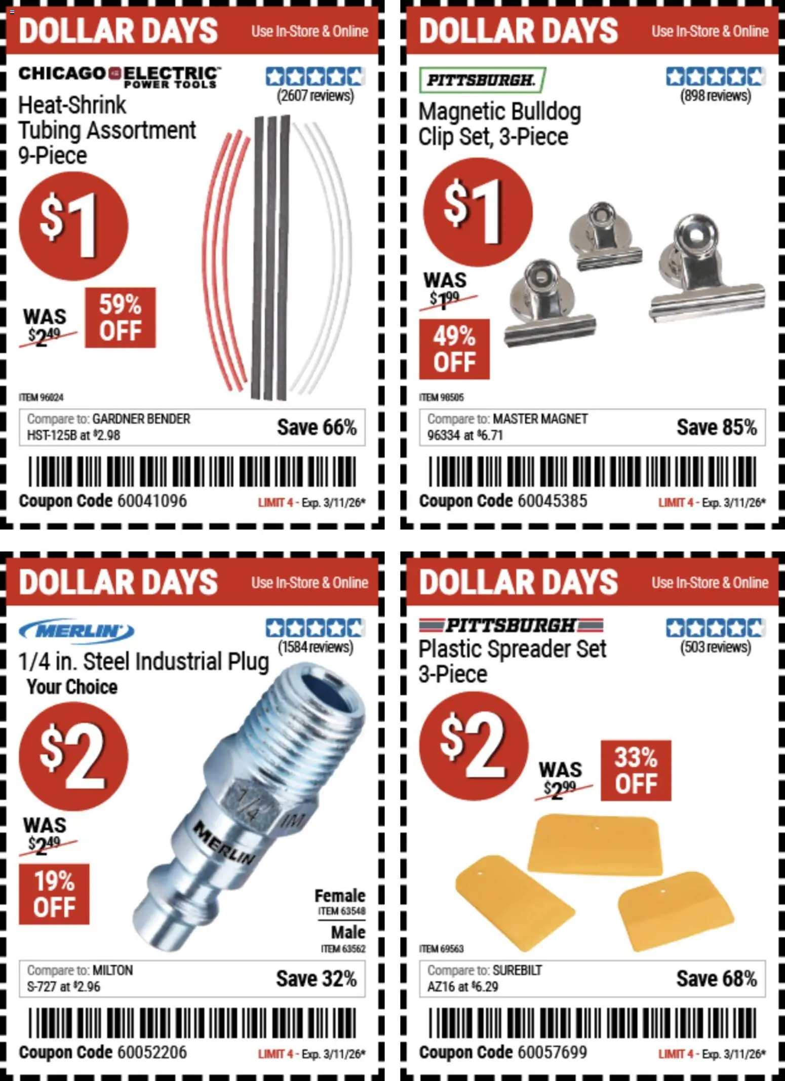 Harbor Freight Dollar Days - valid from 26.02.2026 | Page: 3 | Products: Clip, Magnet