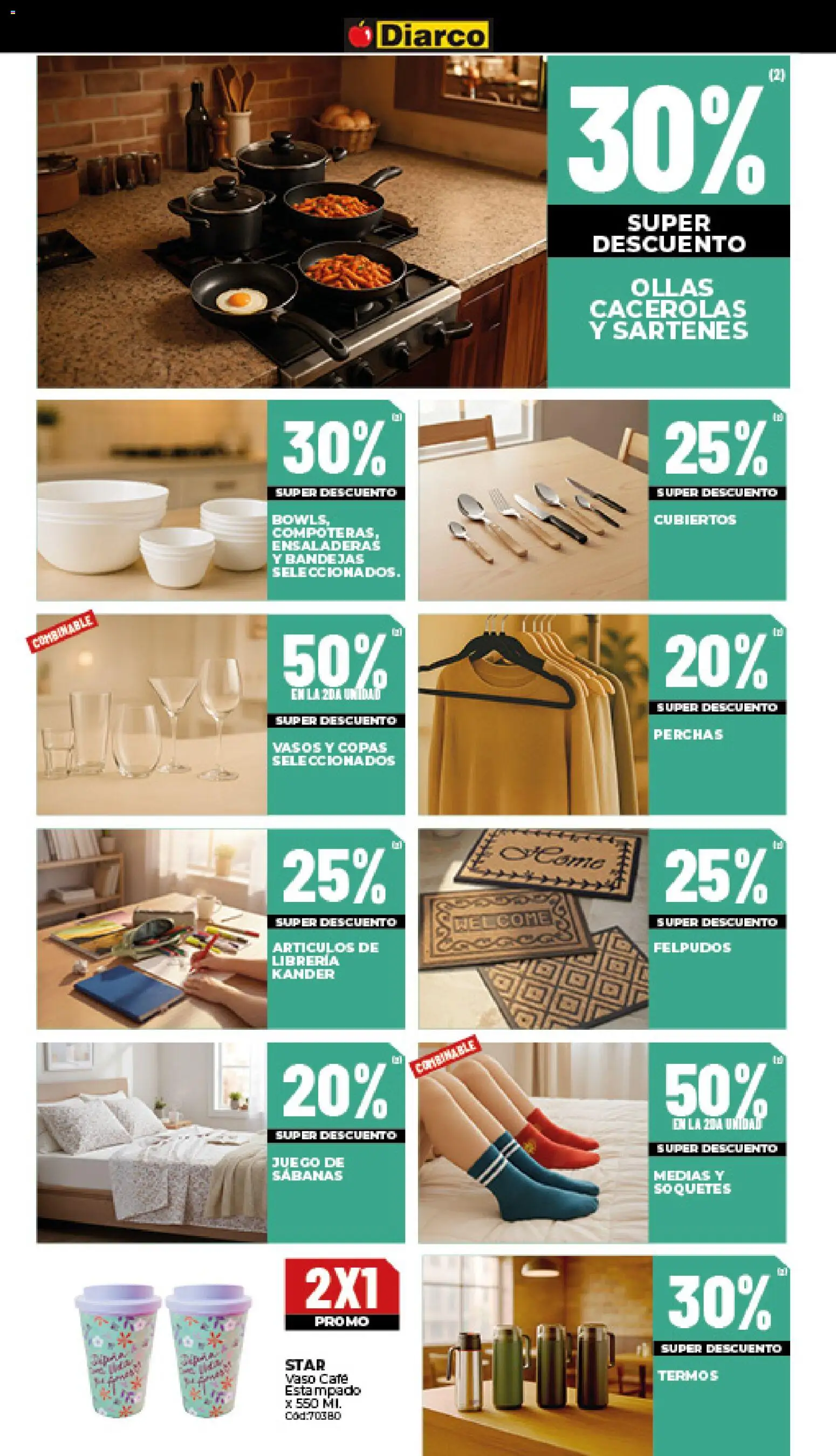 Diarco - Ofertas Hogar, Bazar Y Electro │ válido desde el 24.11.2025 | Página: 2 | Productos: Sabanas, Medias, Café, Vasos