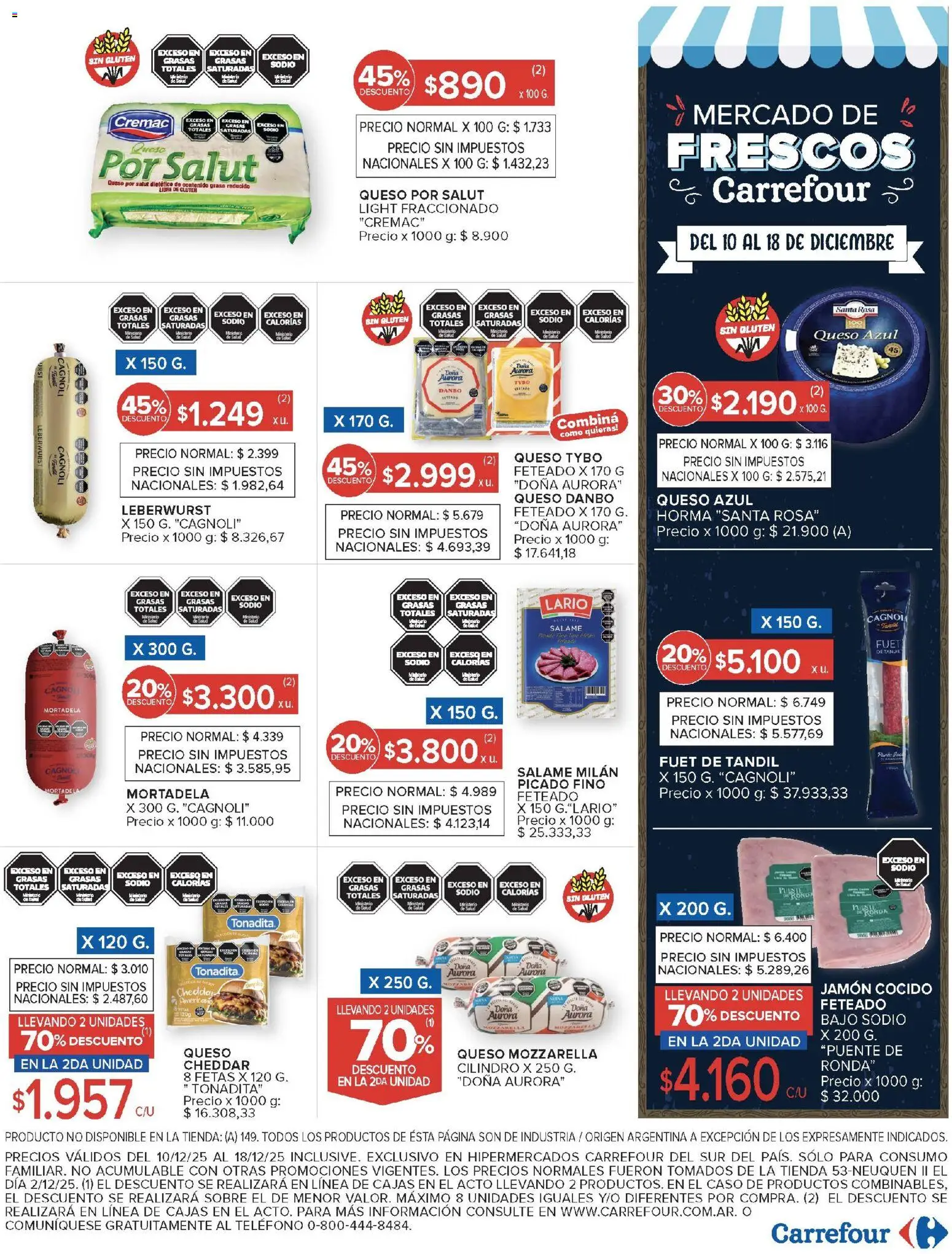 Carrefour ofertas │ válido desde el 10.12.2025 | Página: 16 | Productos: Teléfono, Mortadela, Queso, Salame