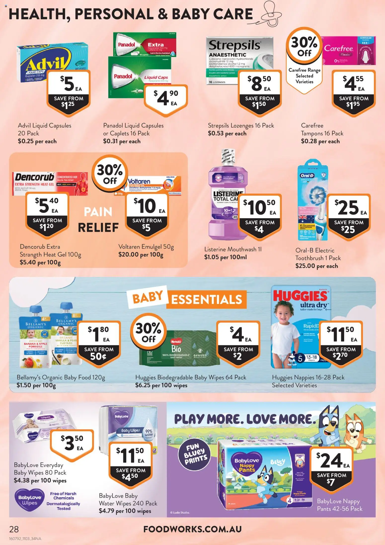 Foodworks catalogue - valid from 11.03.2026 | Page: 28 | Products: Nappies, Water, Toothbrush, Tampons