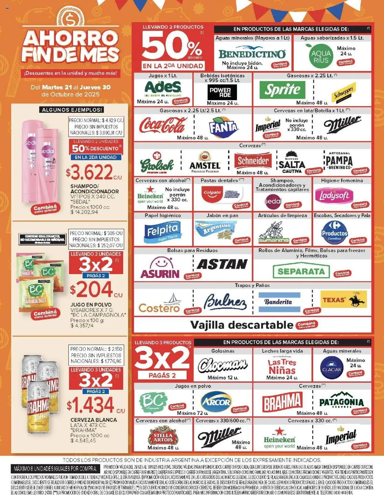 Carrefour ofertas │ válido desde el 21.10.2025 | Página: 11 | Productos: Papel higiénico, Caso, Jugo, Cerveza