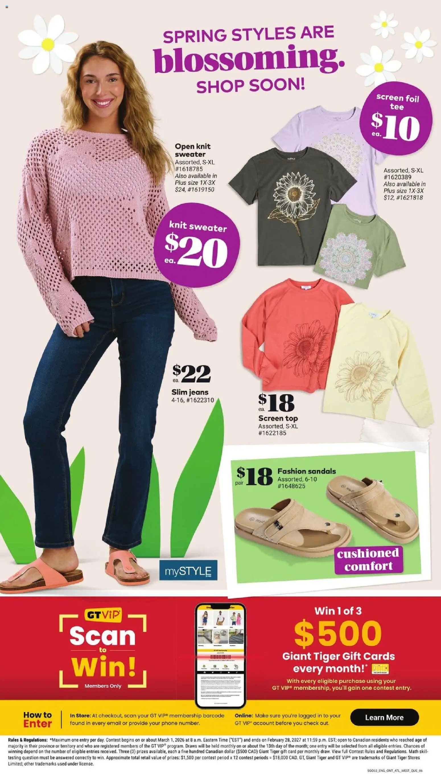 Giant Tiger flyer valid from 11.03.2026 | Page: 8 | Products: Sandals, Shoes, T-shirt, Sweater