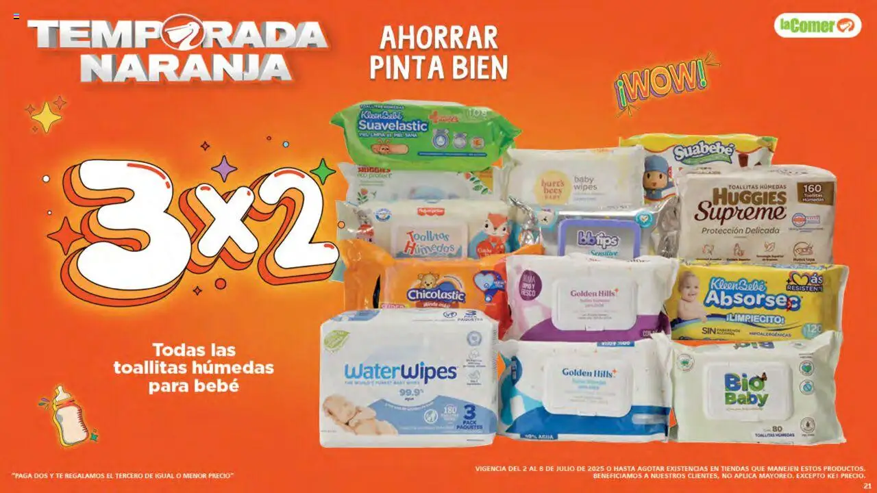 Nuevas ofertas de La Comer válidas en toda la República Mexicana desde el 02.07.2025. ¡Encuentra las mejores ofertas en La Comer folleto! | Página: 21 | Productos: Agua, Toallitas húmedas, Té