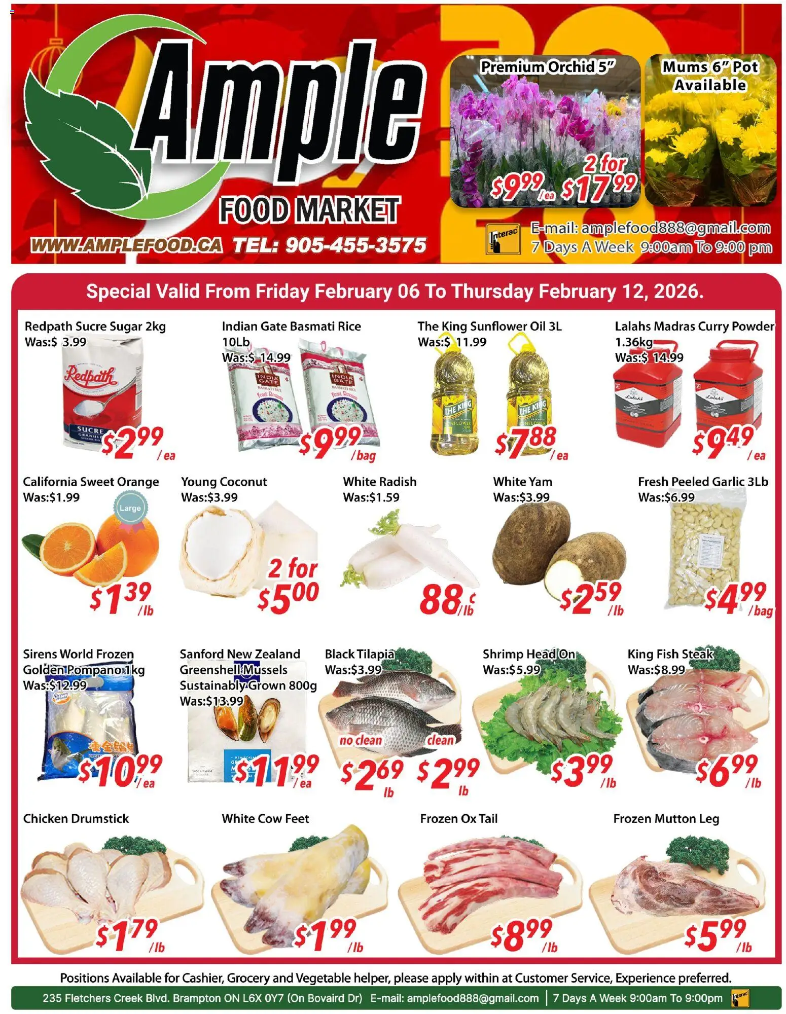 Ample Food Market flyer valid from 06.02.2026 | Page: 1 | Products: Bag, Powder, Oil, Chicken
