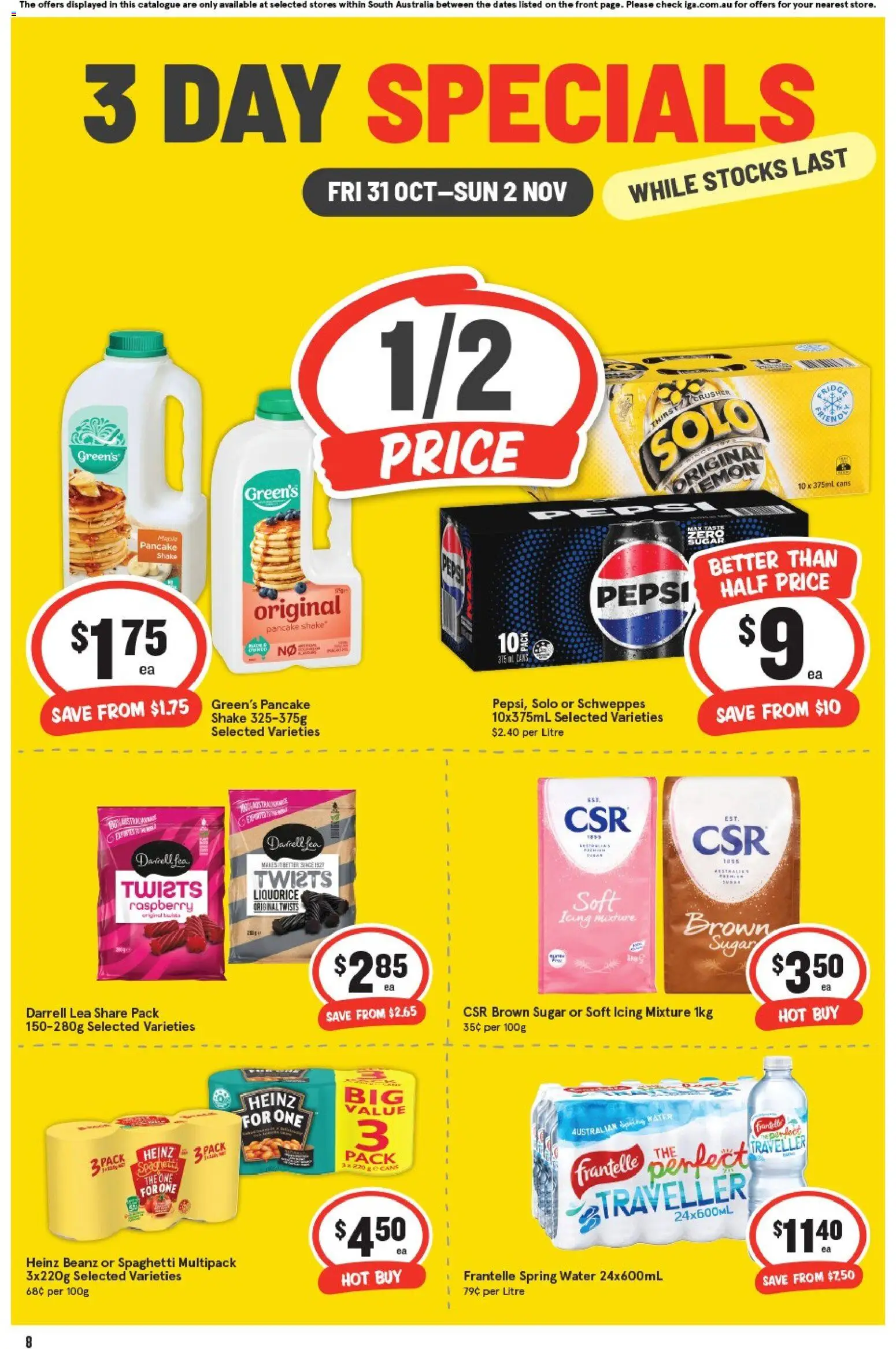 IGA catalogue - valid from 31.10.2025 | Page: 2 | Products: Pepsi, Water, Sugar, Raspberry
