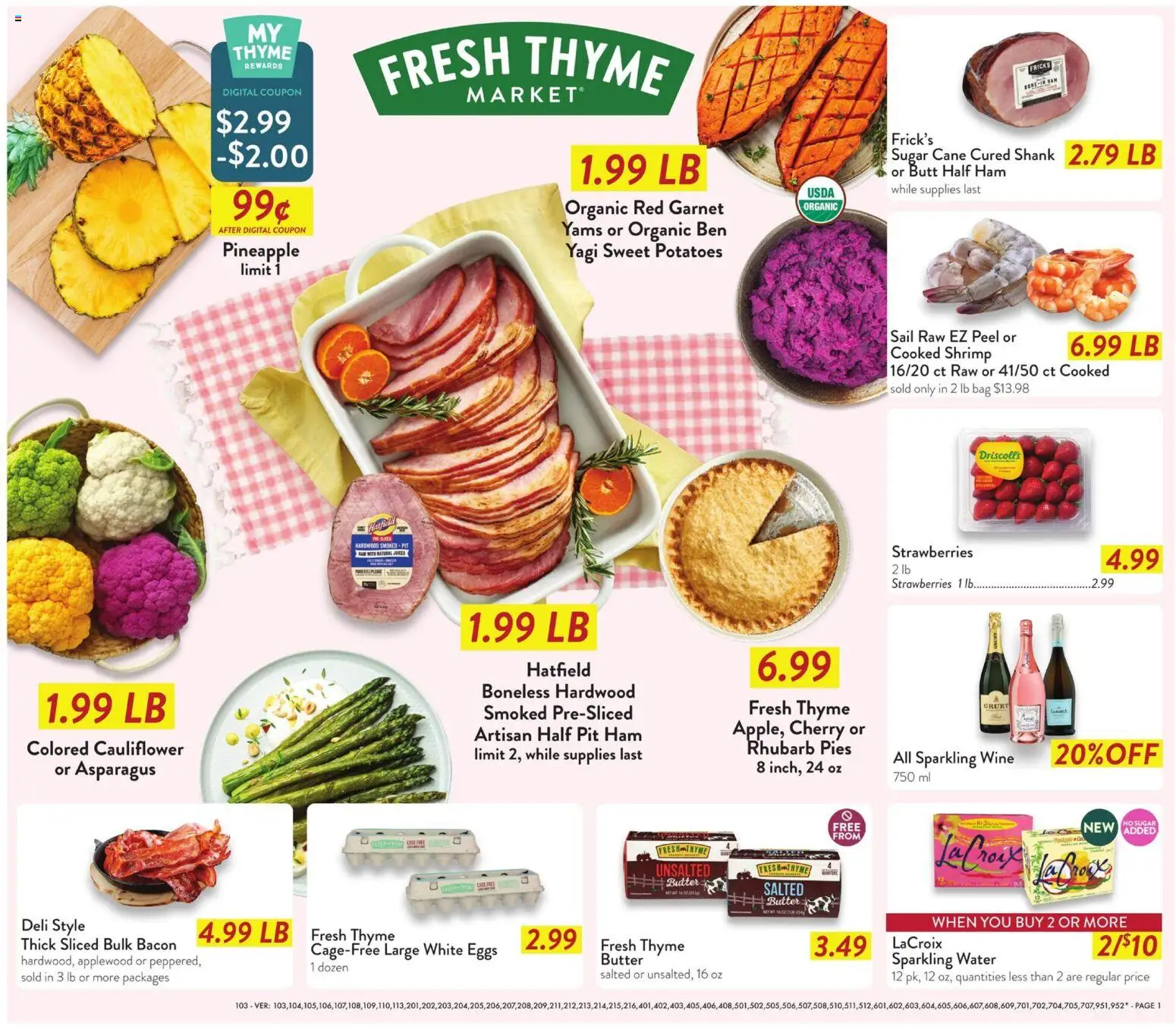 Fresh Thyme Weekly Ad - IL - valid from 01.04.2026 | Page: 3 | Products: Asparagus, Ham, Wine, Water