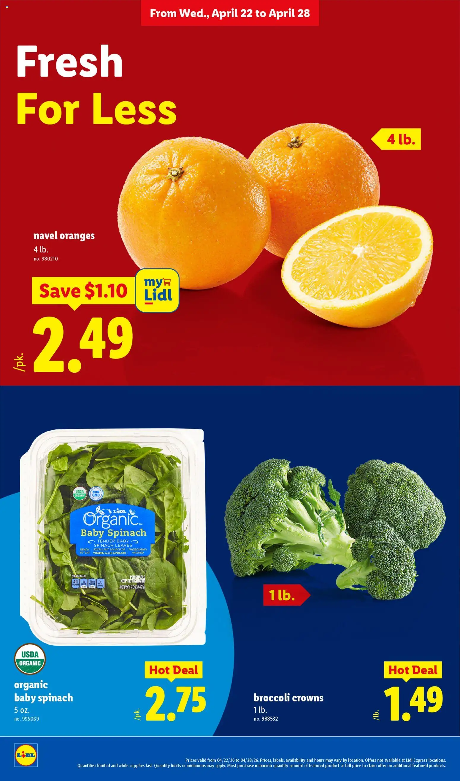 Lidl Weekly Ad - valid from 22.04.2026 | Page: 8 | Products: Vitamin, Broccoli, Crowns, Oranges