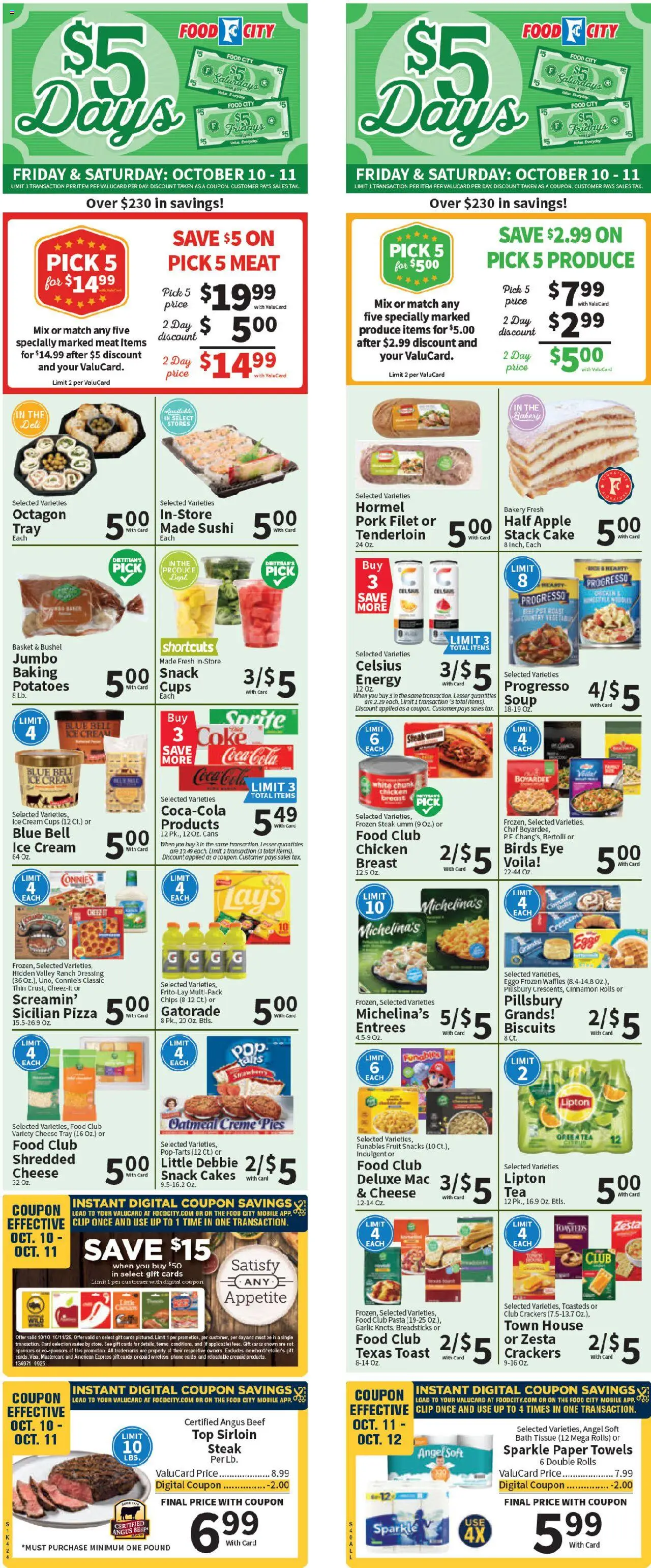 Food City Weekly Ad - valid from 08.10.2025 | Page: 1 | Products: Cheese, Pizza, Potatoes, Phone