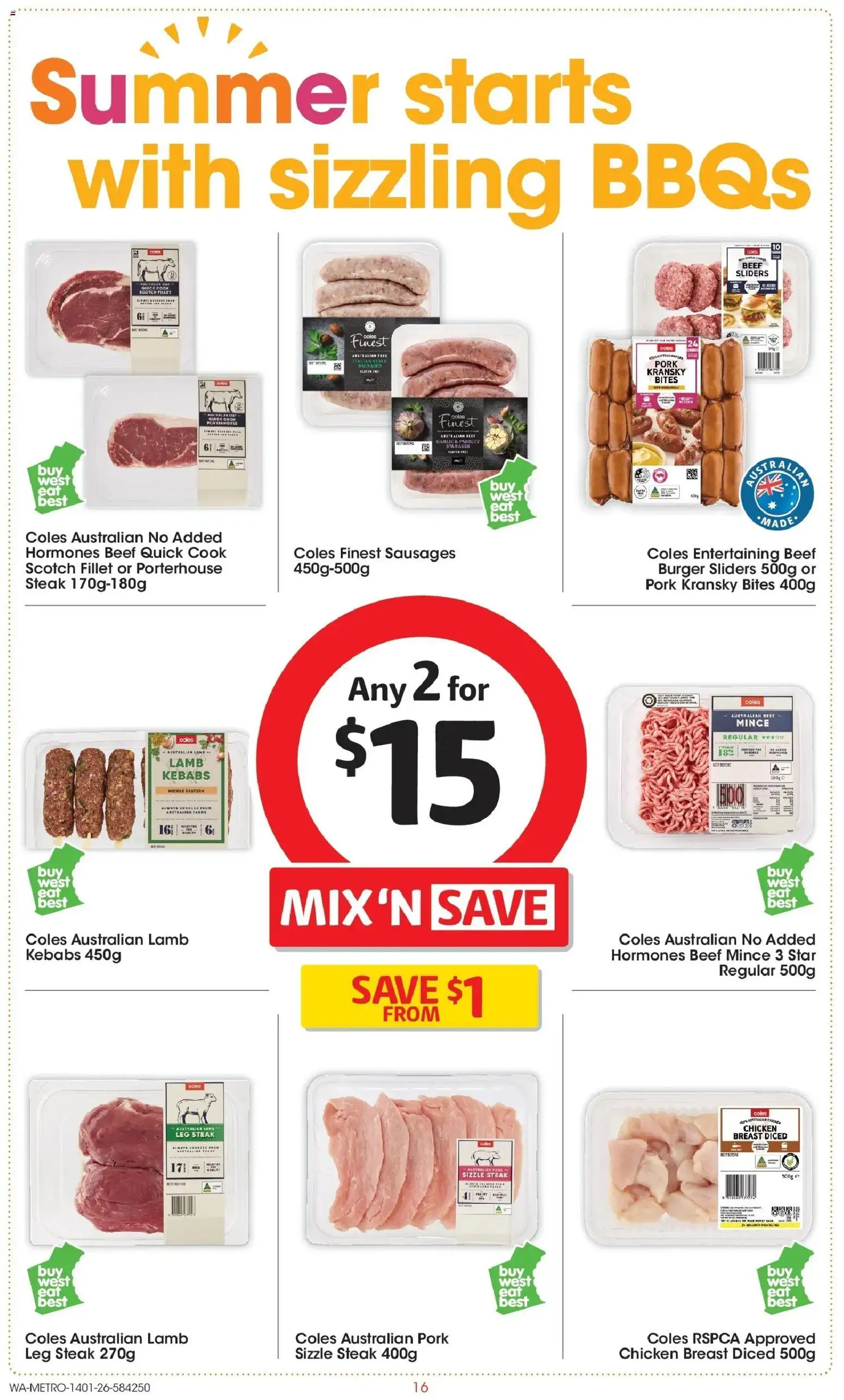 Coles catalogue - valid from 14.01.2026 | Page: 16 | Products: Chicken, Lamb, Vest, Steak