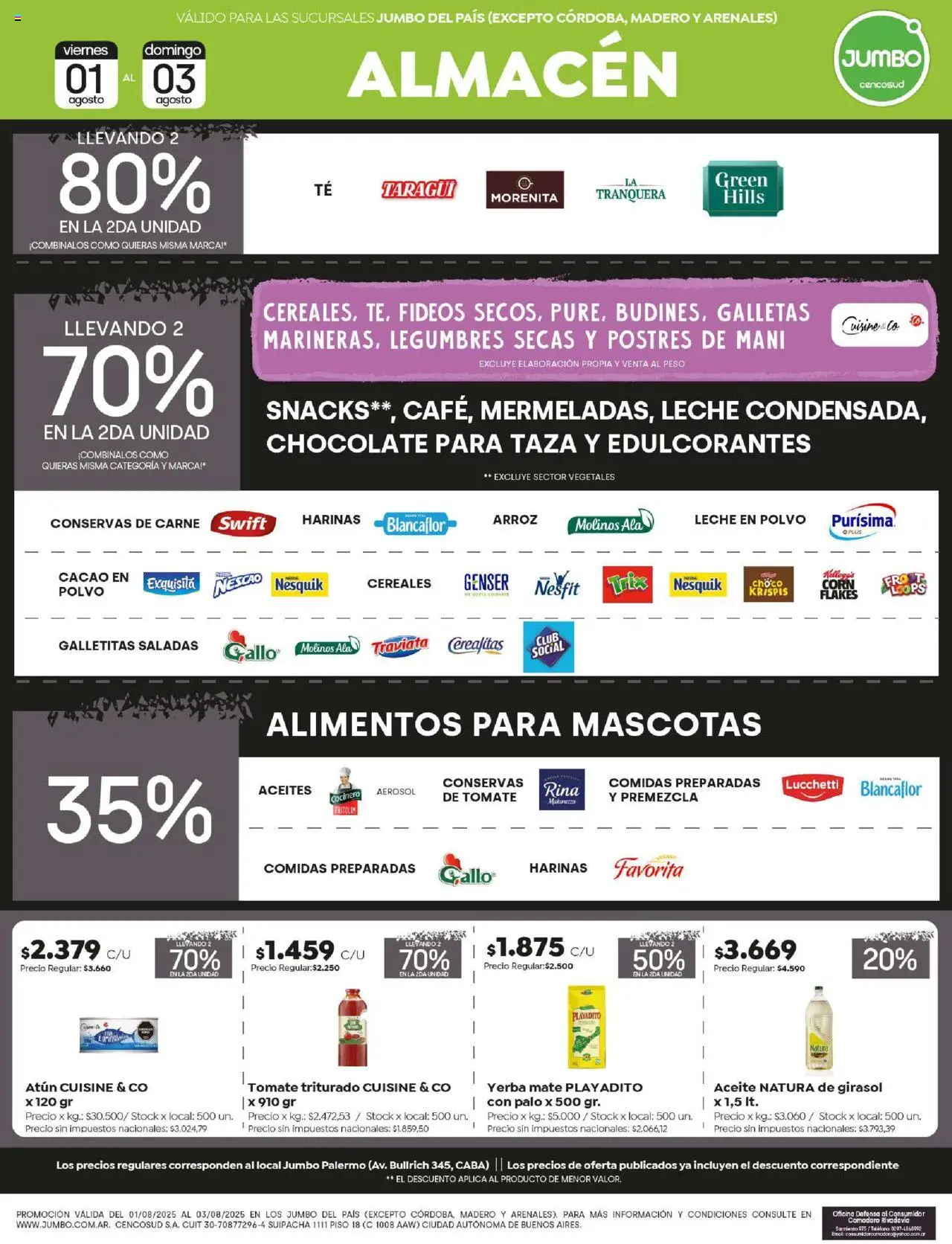 Jumbo ofertas - Comodoro │ válido desde el 01.08.2025 | Página: 2 | Productos: Galletitas, Yerba, Taza, Chocolate