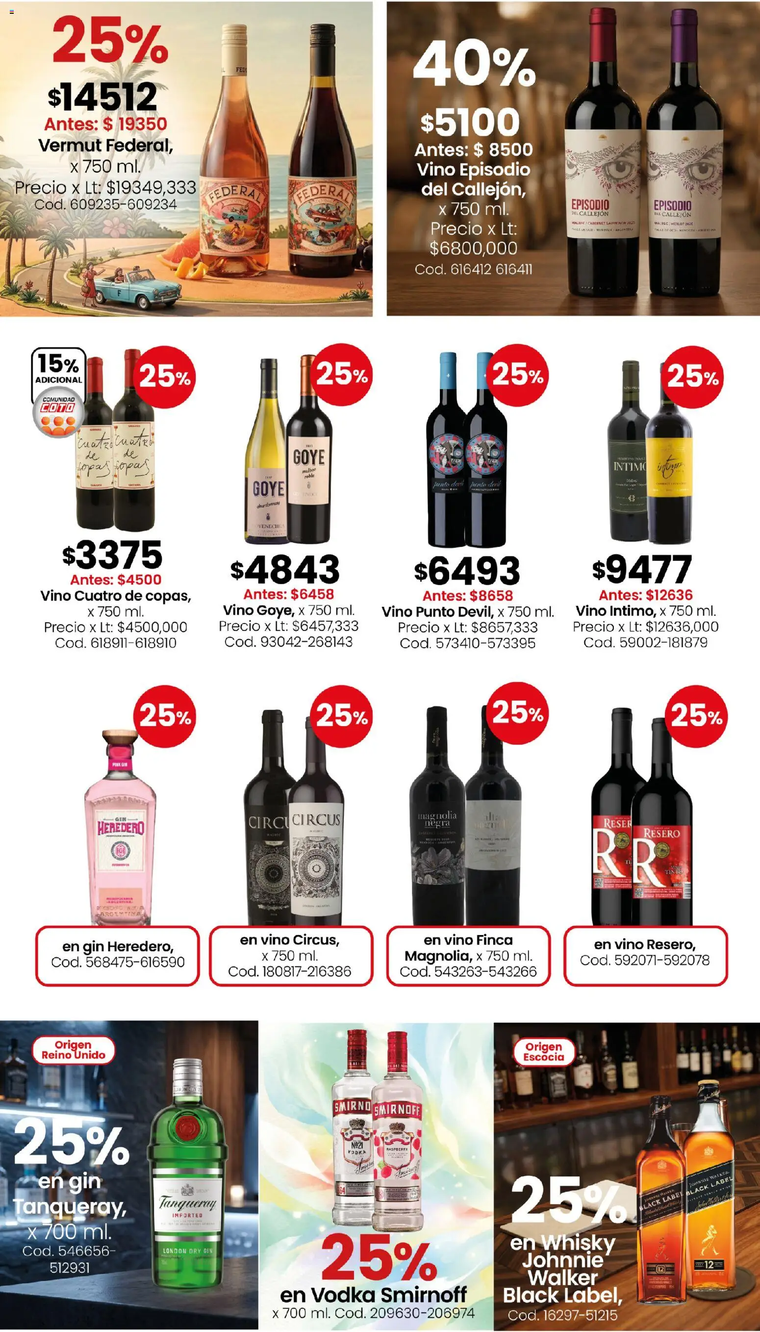 Coto - Ofertas Semanales │ válido desde el 13.04.2026 | Página: 9 | Productos: Vodka, Whisky, Gin, Vino
