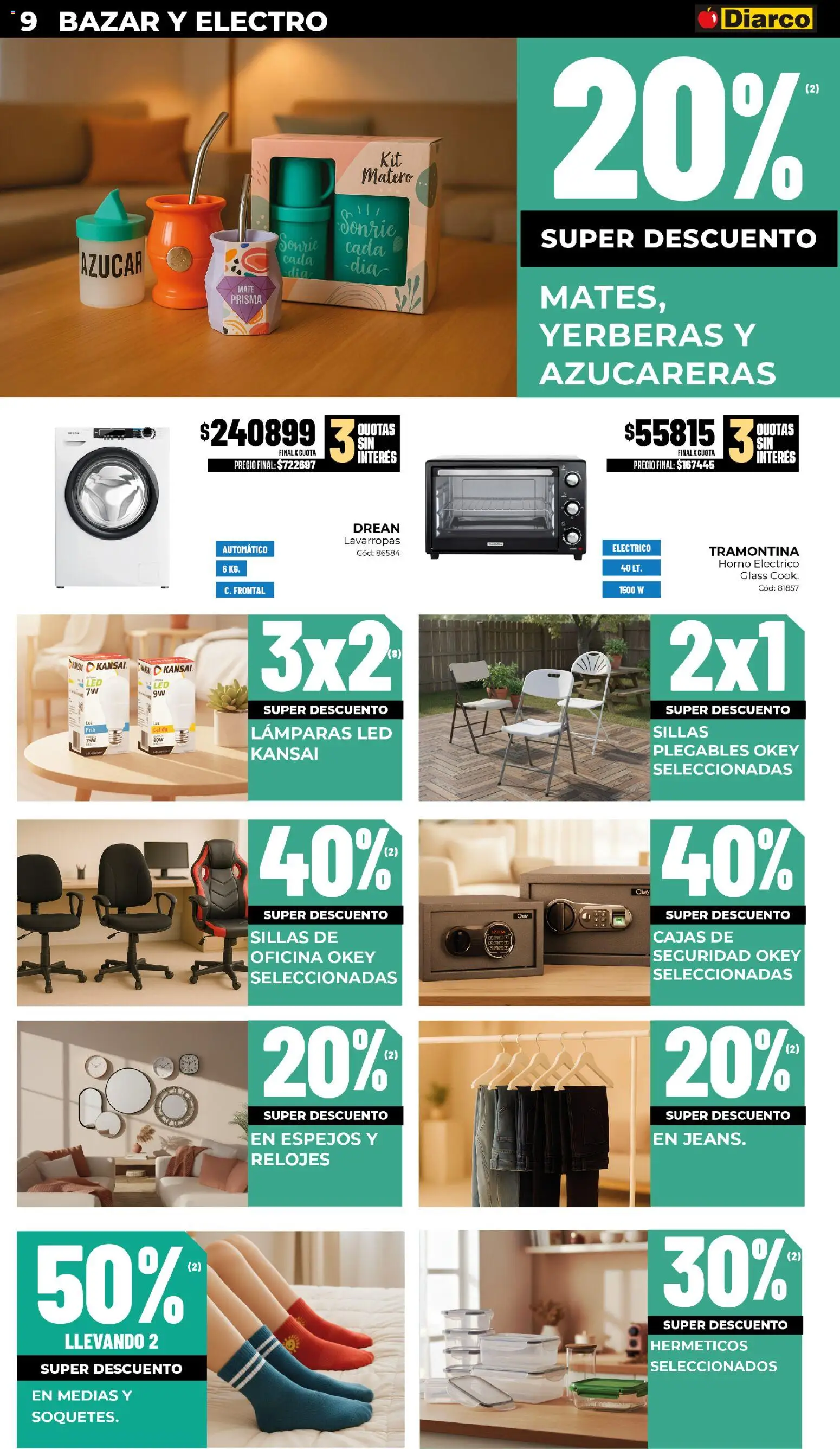Diarco ofertas │ válido desde el 27.10.2025 | Página: 9 | Productos: Horno, Azucar, Lavarropas, Horno eléctrico