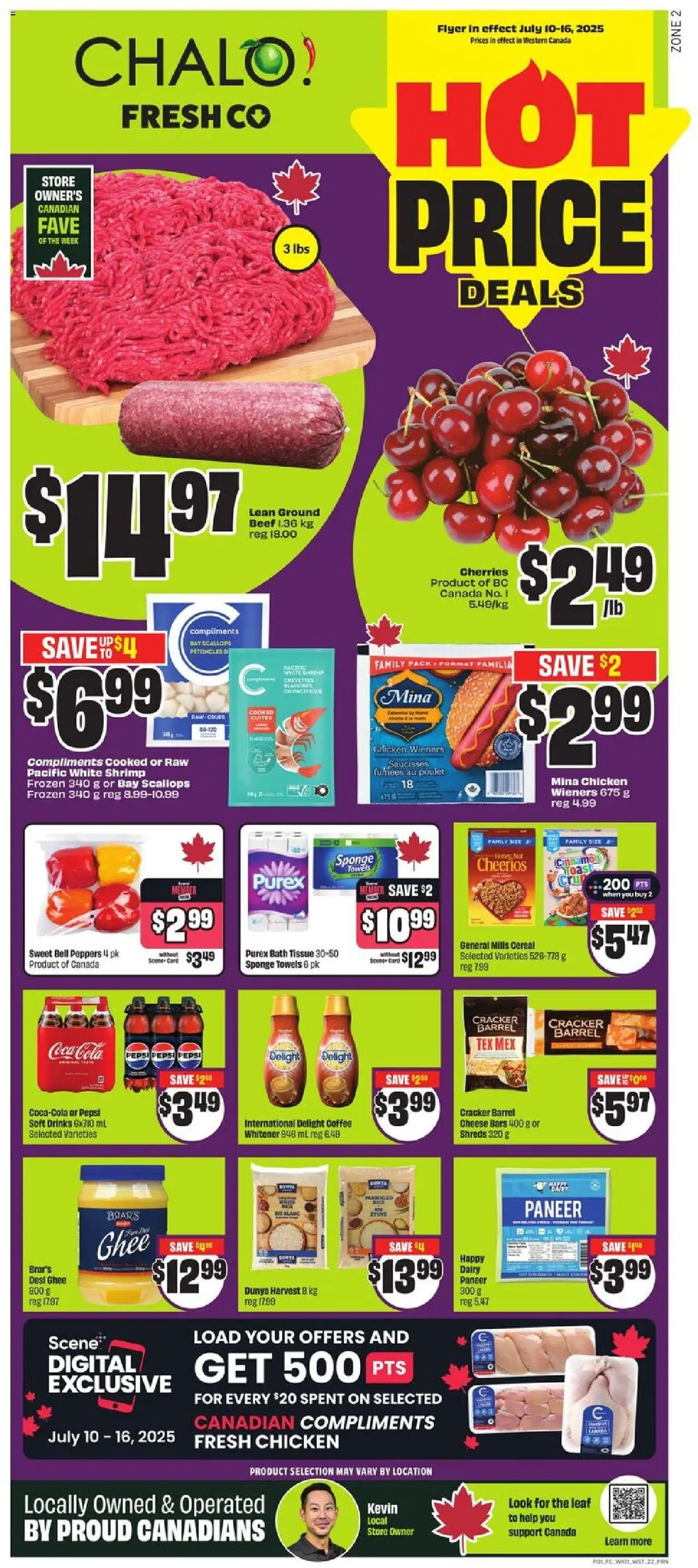 FreshCo flyer valid from 10.07.2025 | Page: 1 | Products: Beef, Sponge, Bath, Coffee