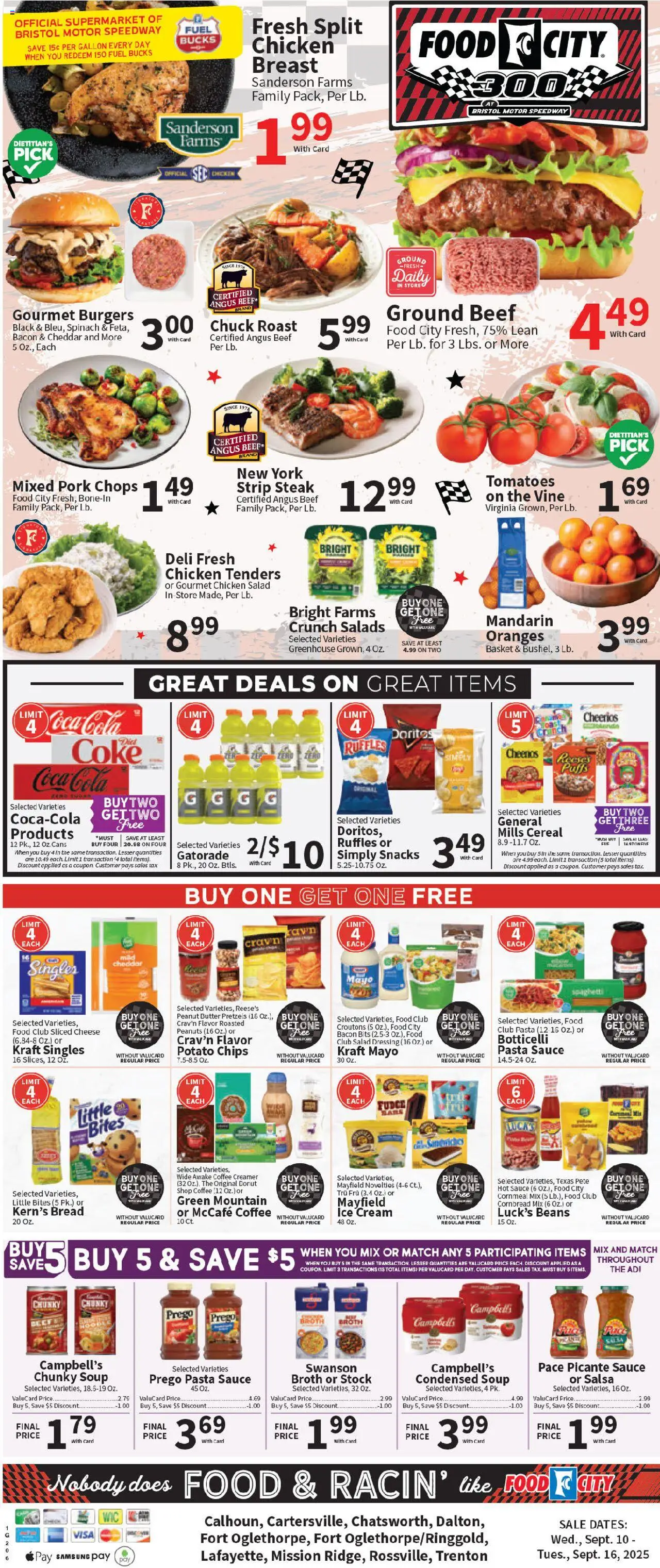 Food City Weekly Ad - valid from 10.09.2025 | Page: 3 | Products: Bread, Oranges, Beef, Chips