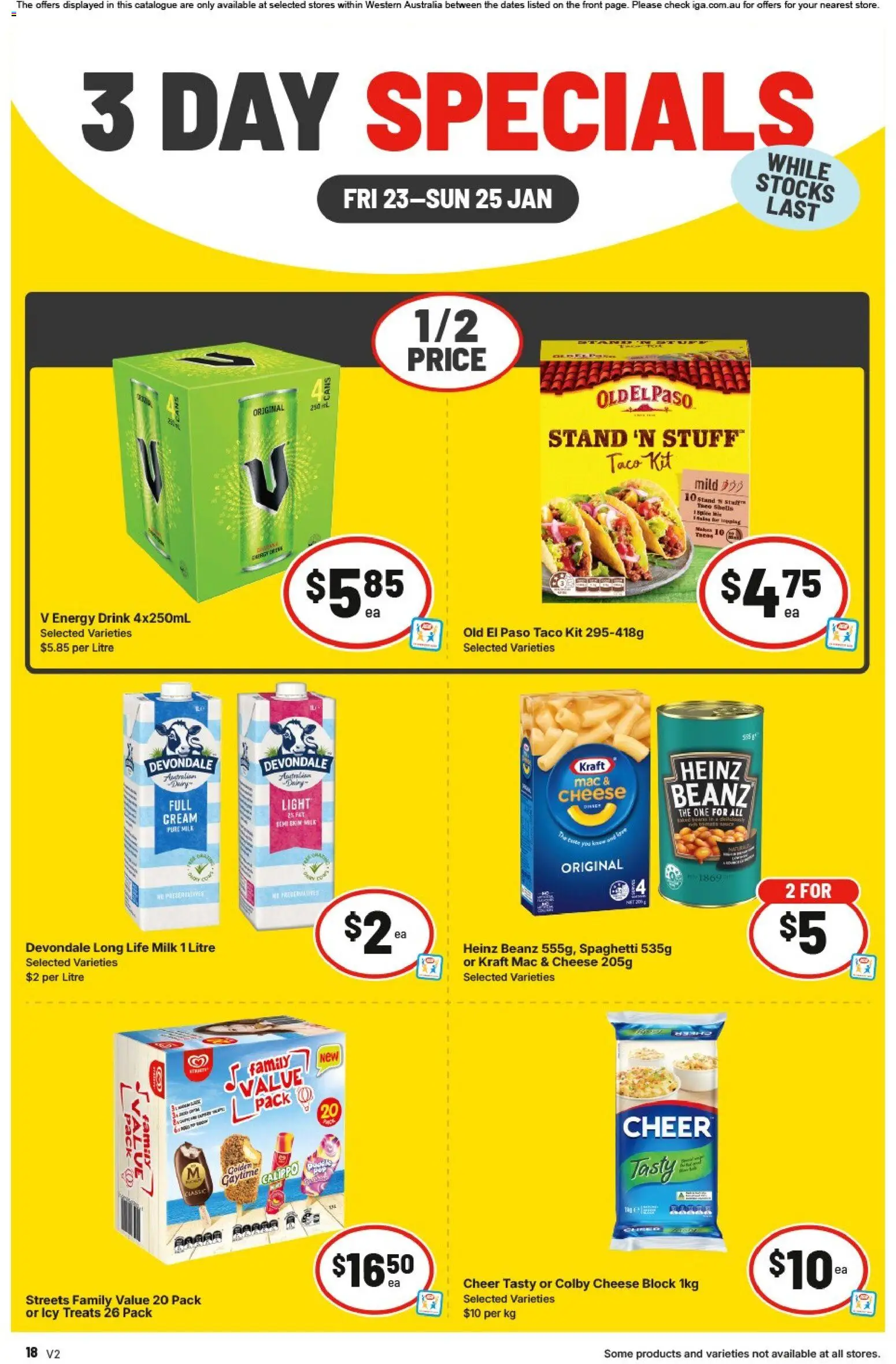 IGA catalogue - valid from 23.01.2026 | Page: 2 | Products: Light, Cheese, Energy drink, Salsa
