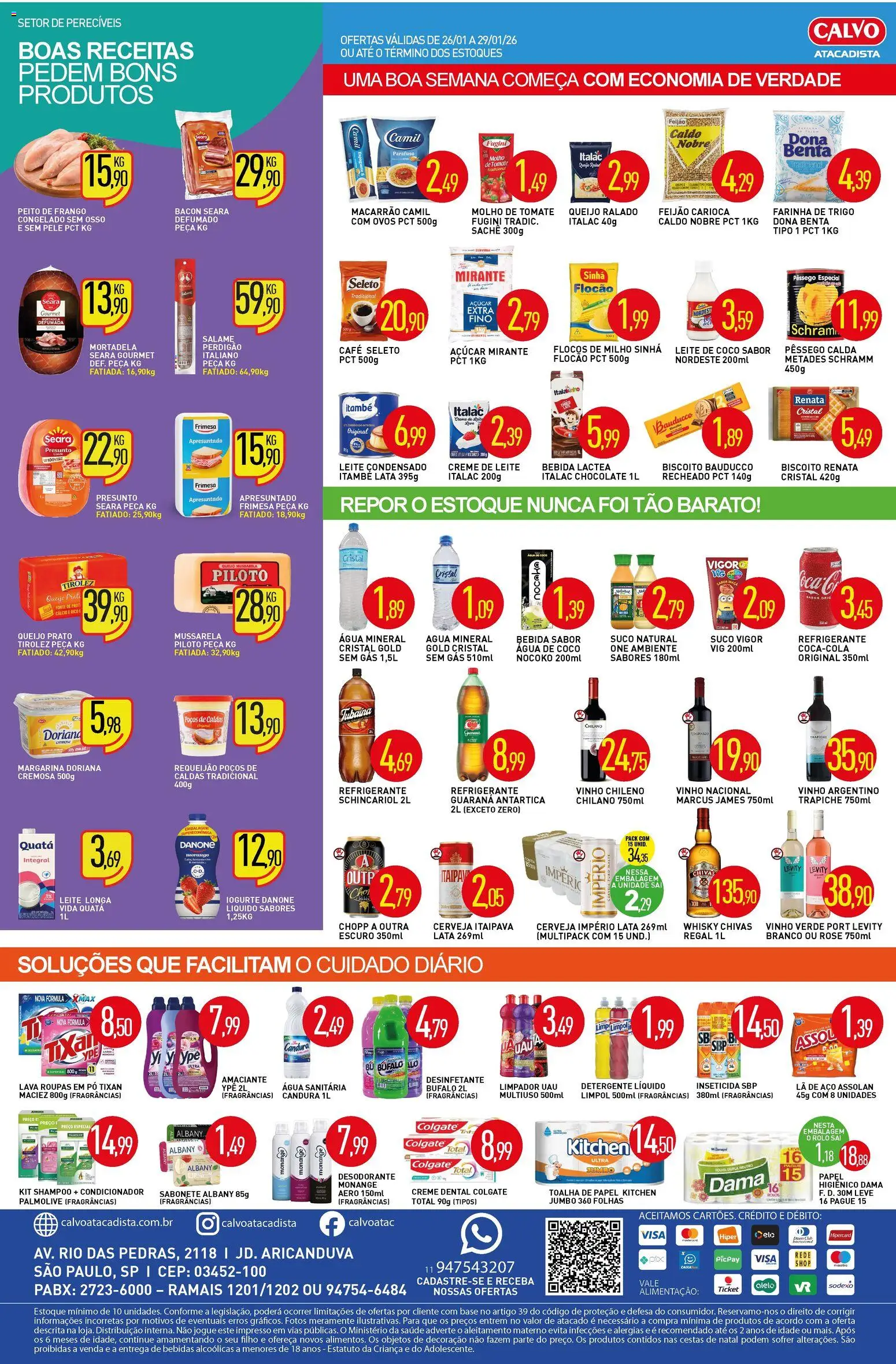 Calvo Atacadista Folheto - válido de 26.01.2026 | Página: 2 | Produtos: Pêssego, Iogurte, Café, Mortadela