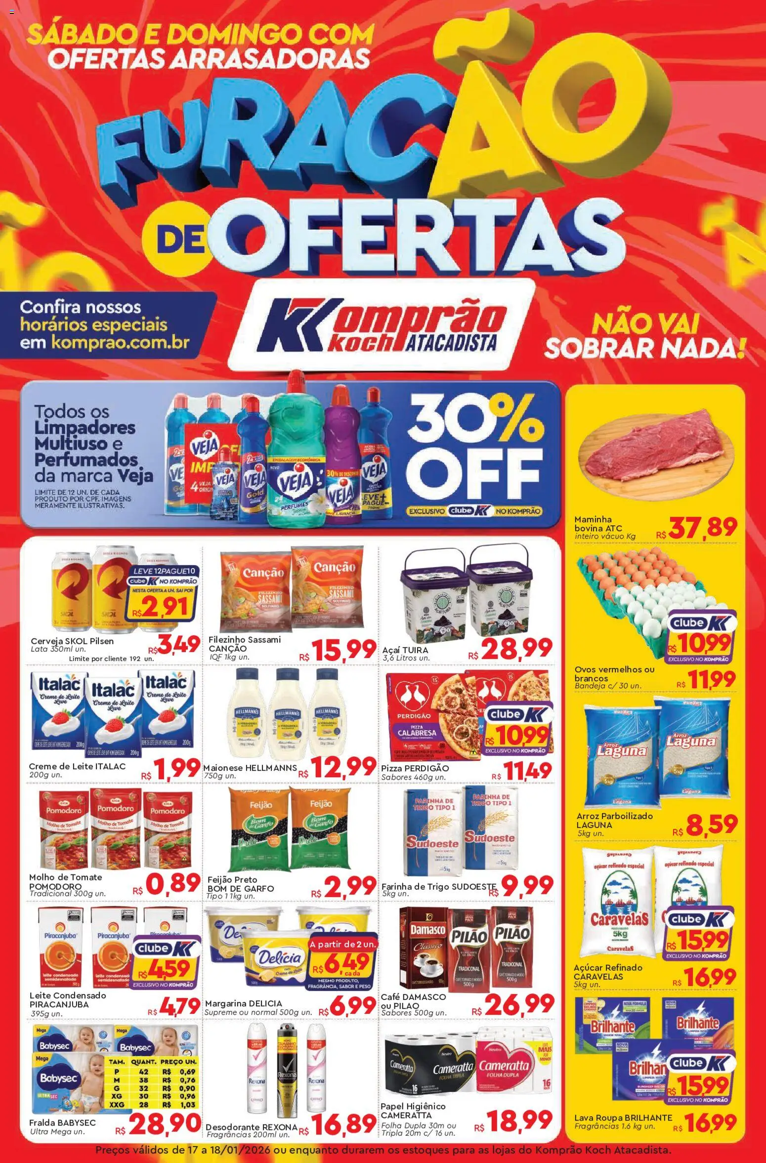 Komprao Atacadista Folheto - válido de 17.01.2026 | Página: 1 | Produtos: Farinha de trigo, Café, Papel higiênico, Açaí