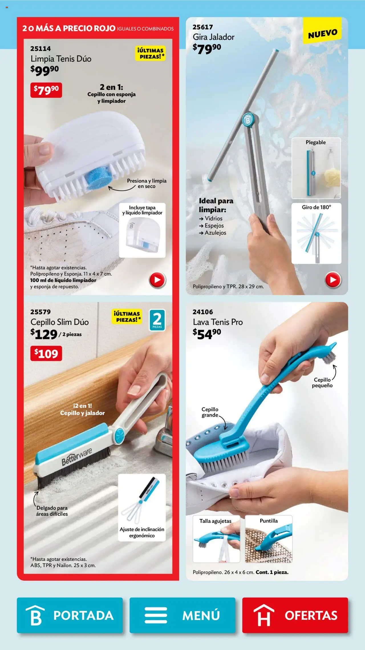Nuevas ofertas de Betterware válidas en toda la República Mexicana desde el 29.09.2025. ¡Encuentra las mejores ofertas en Betterware - Campaña 10 2025! | Página: 91 | Productos: Tenis, Cepillo, Esponja, Limpiador