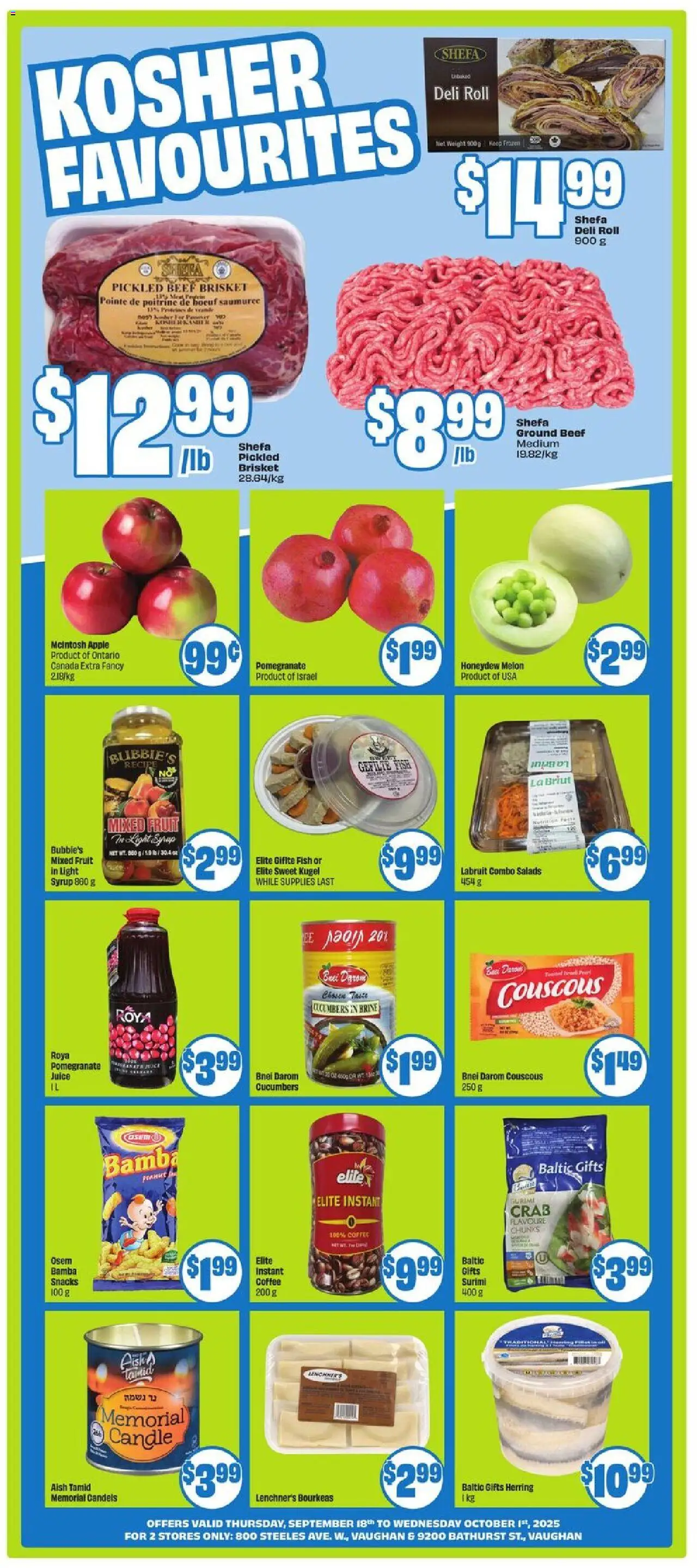 FreshCo flyer valid from 18.09.2025 | Page: 13 | Products: Fish, Cucumbers, Coffee, Juice