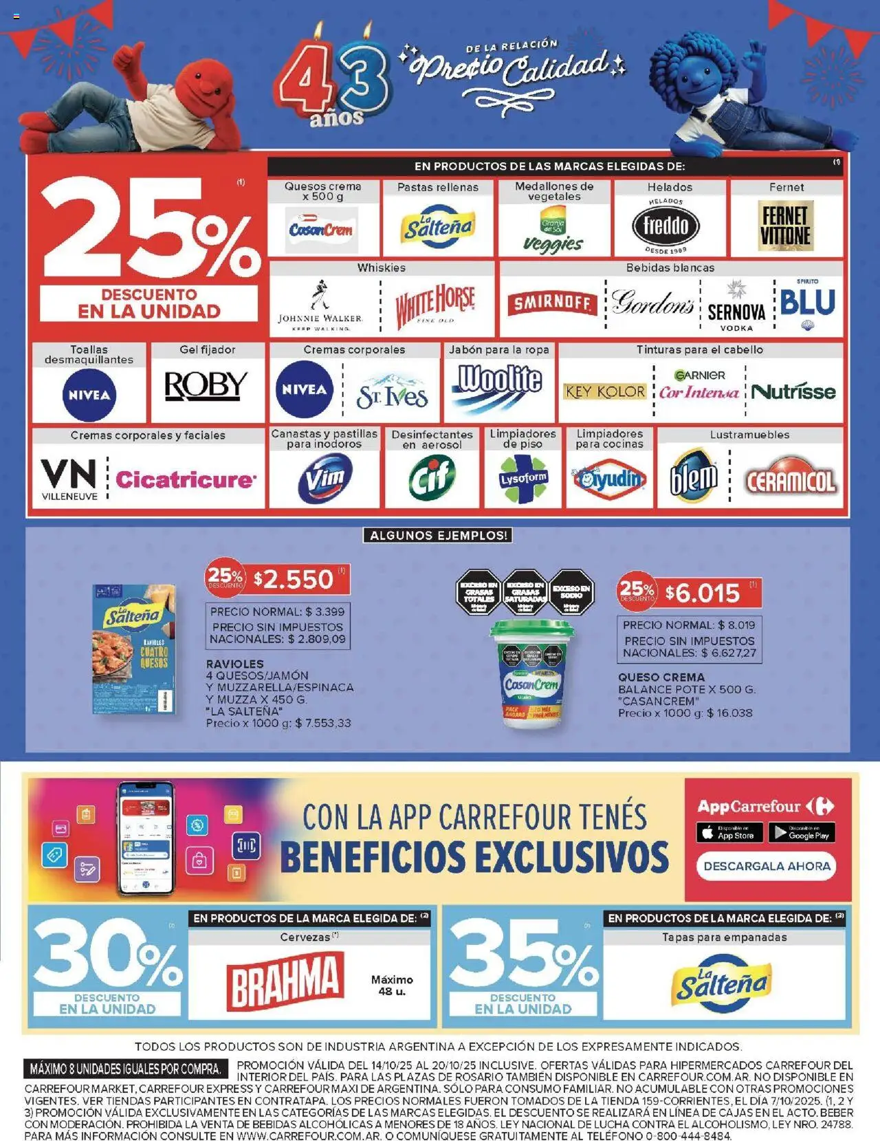Carrefour ofertas - Córdoba │ válido desde el 14.10.2025 | Página: 13 | Productos: Vodka, Queso crema, Jabón, Ravioles