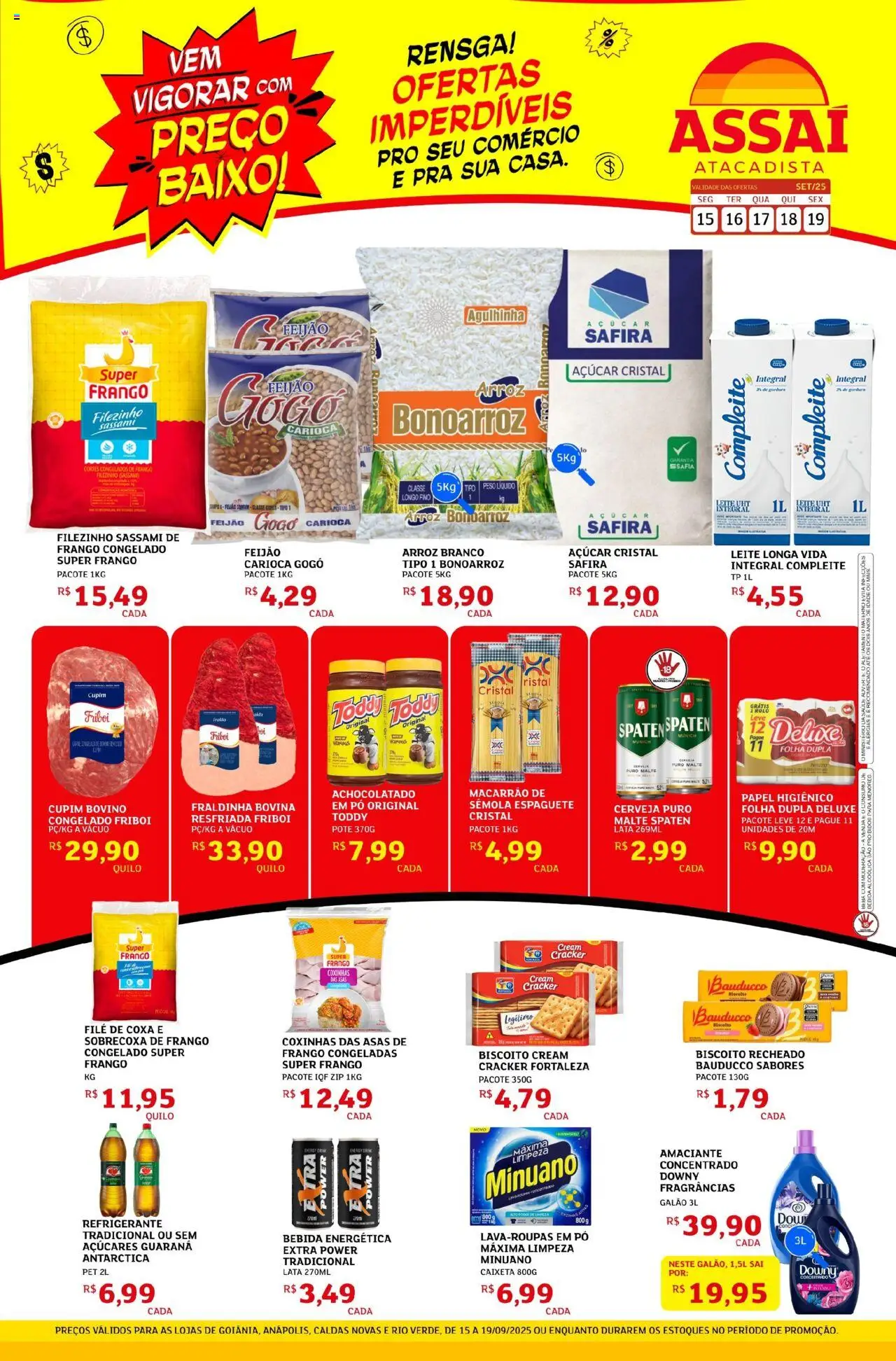 Assaí Atacadista Folheto - válido de 15.09.2025 | Página: 1 | Produtos: Feijão, Biscoito, Macarrão, Biscoito recheado