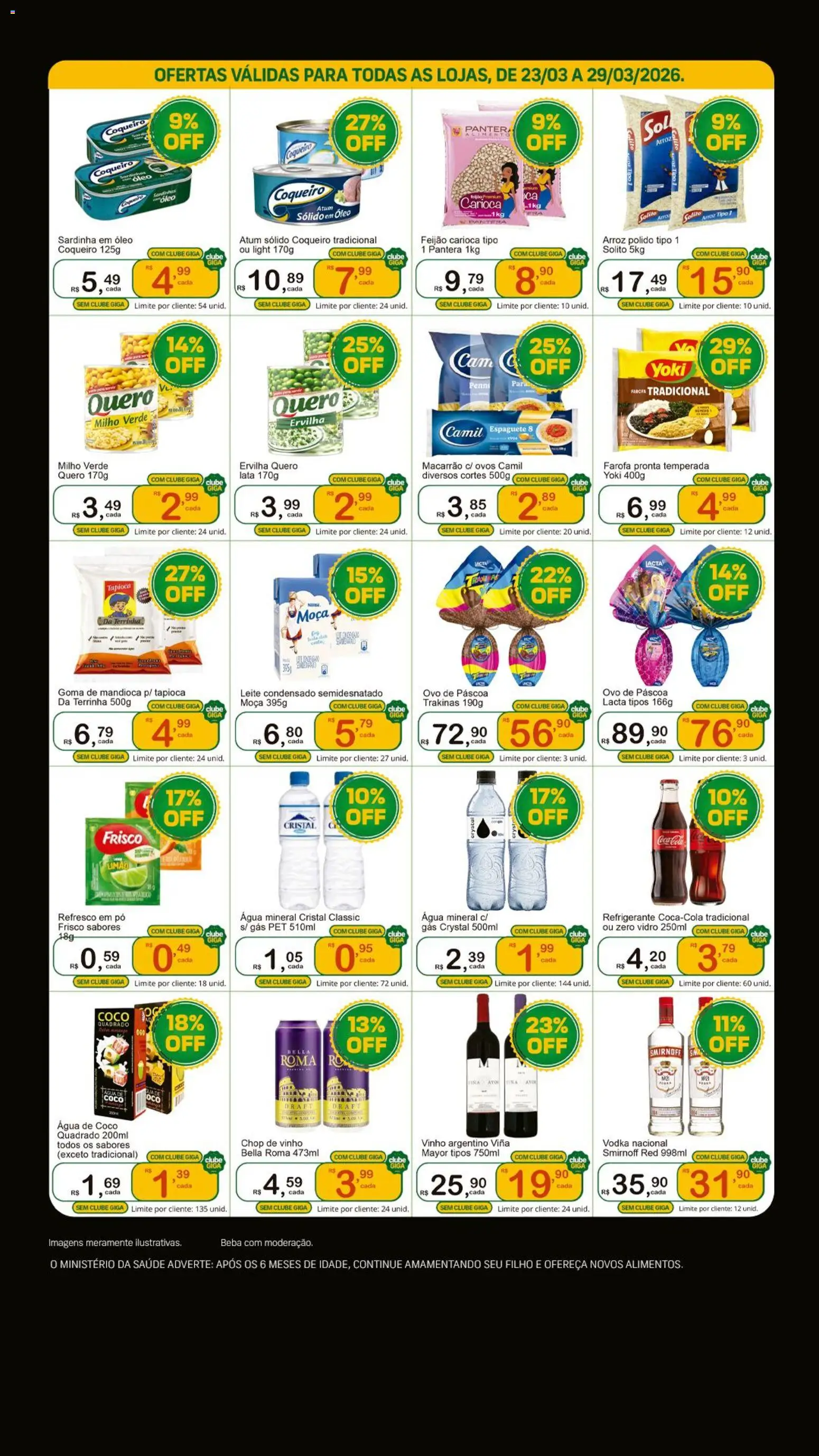 GIGA Atacado Folheto - válido de 23.03.2026 | Página: 3 | Produtos: Mandioca, Água de coco, Refrigerante, Atum