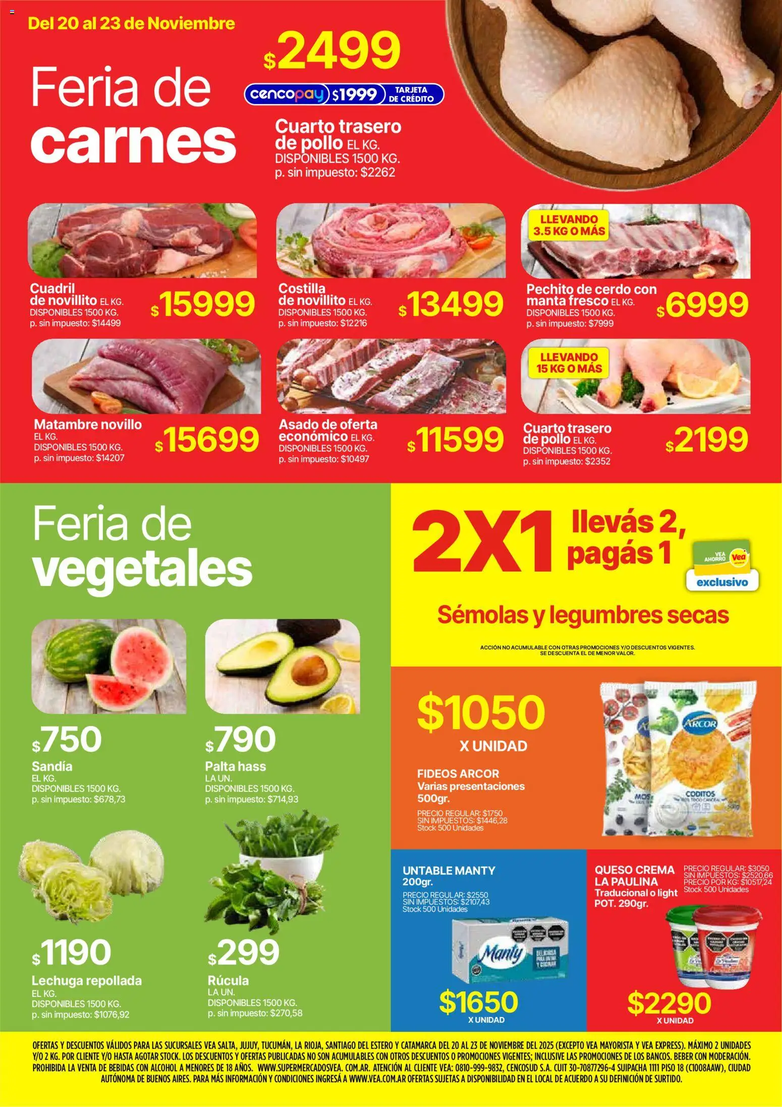 Vea - Oferta fin de semana │ válido desde el 20.11.2025 | Página: 3 | Productos: Pollo, Queso crema, Fideos, Crema