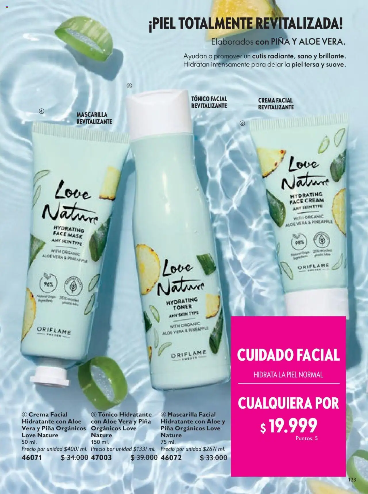 Oriflame revista - valida desde el 12.07.2025 | Página: 123 | Productos: Piña, Crema, Toner, Loción tonificante
