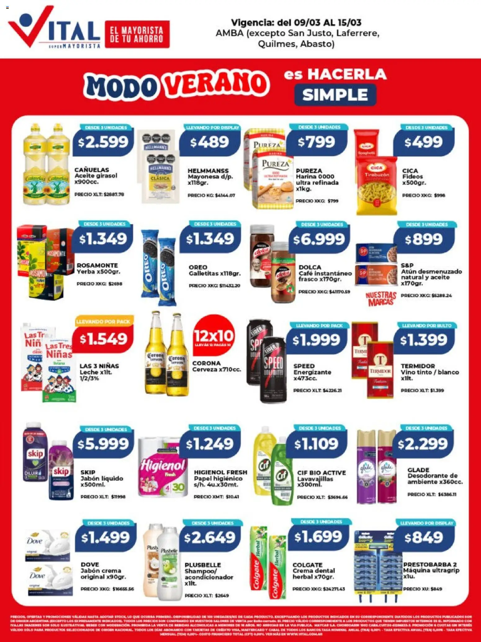 Vital ofertas │ válido desde el 09.03.2026 | Página: 1 | Productos: Papel higiénico, Aceite, Café, Fideos