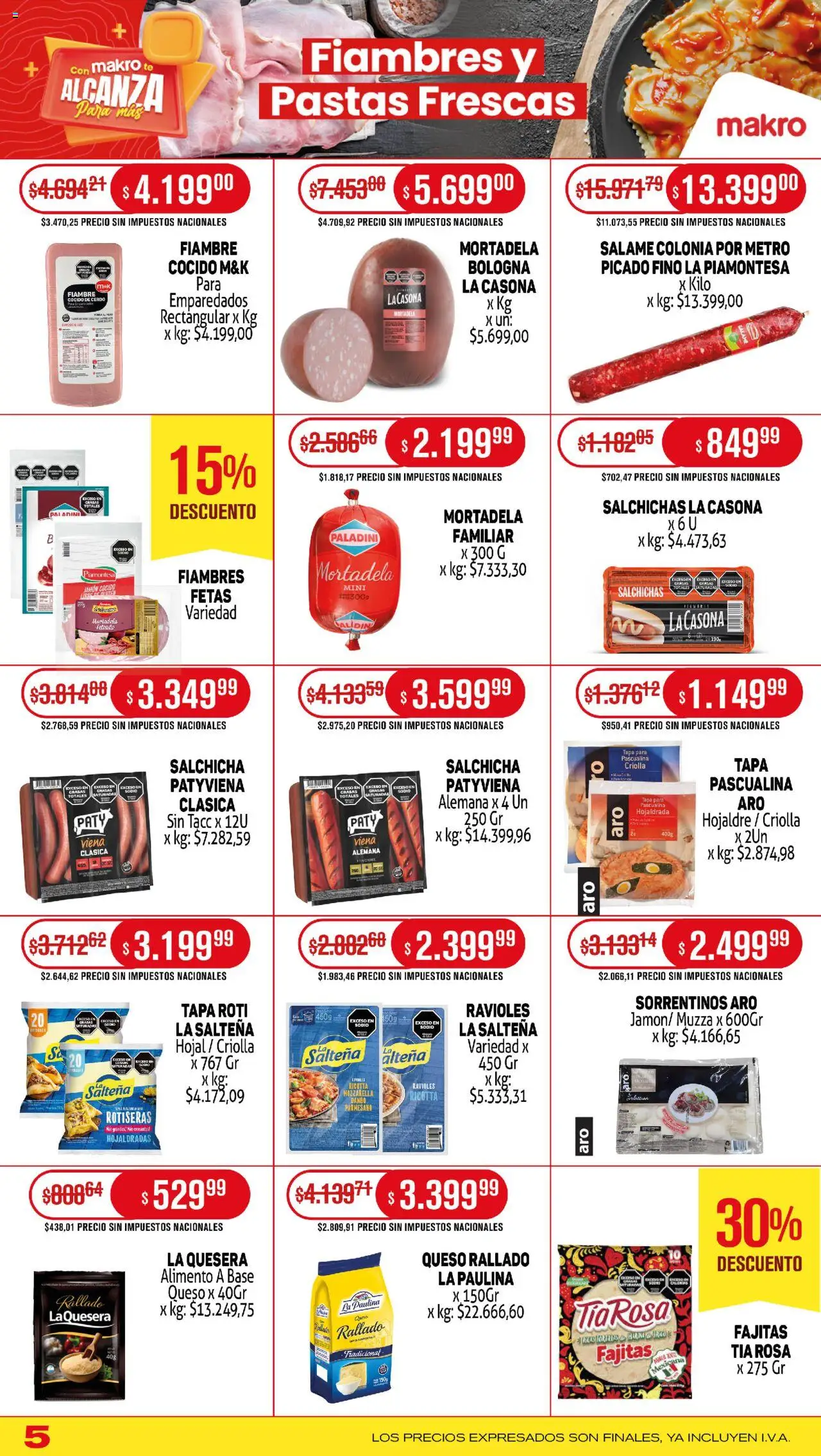 Makro ofertas │ válido desde el 05.06.2025 | Página: 5 | Productos: Mortadela, Ravioles, Salame, Cerdo